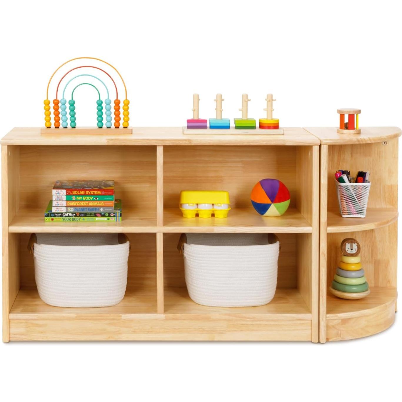 Armario de Esquina OOOK de Madera de Caucho 2 Niveles Infantil