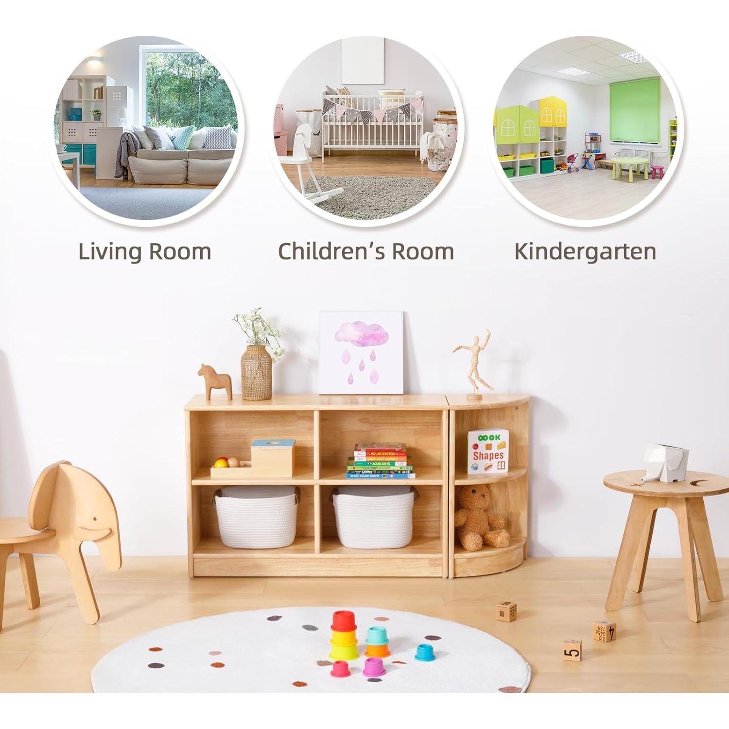 Armario de Esquina OOOK de Madera de Caucho 2 Niveles Infantil