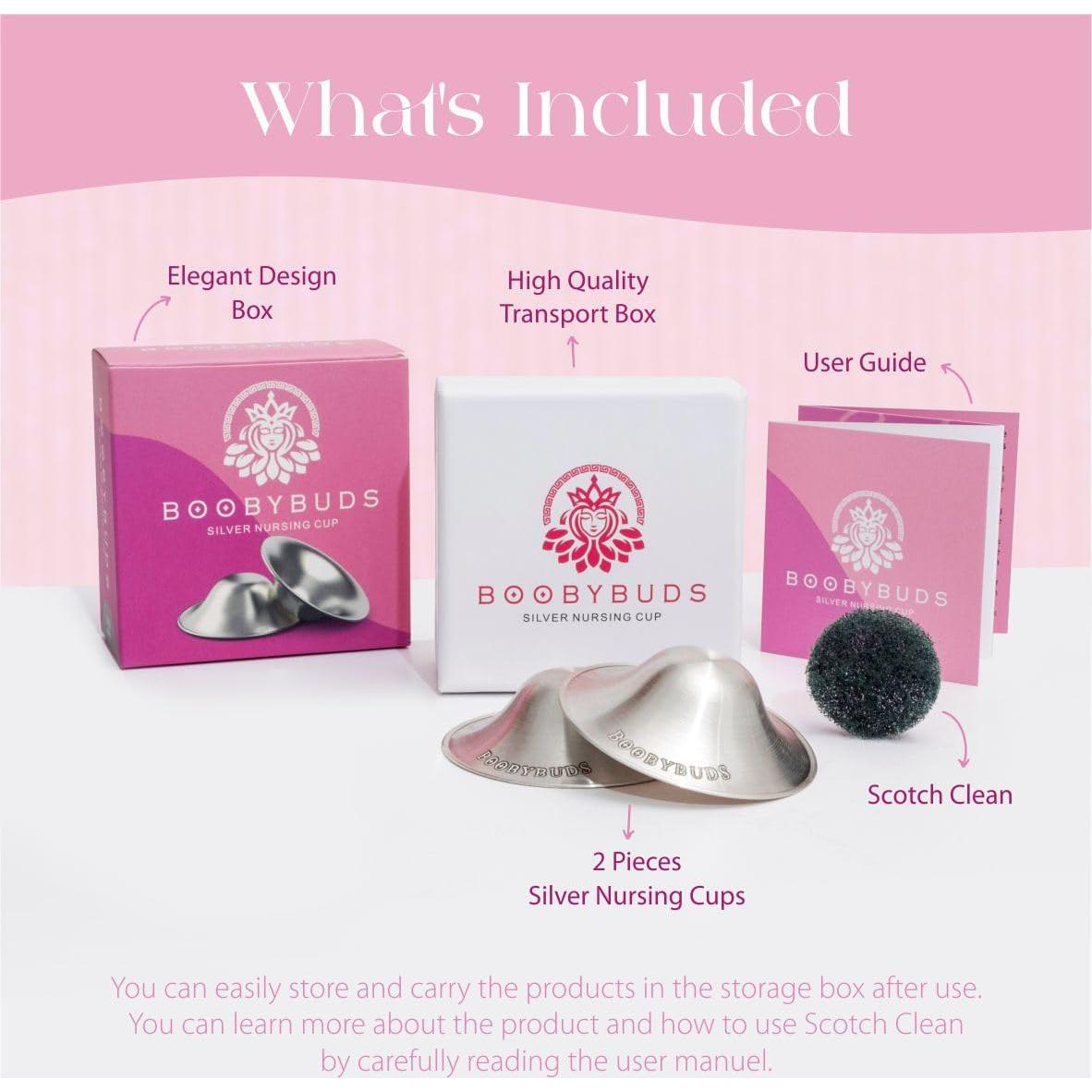 Copas de Lactancia BoobyBuds Plata 999 - Protectores de Pezón