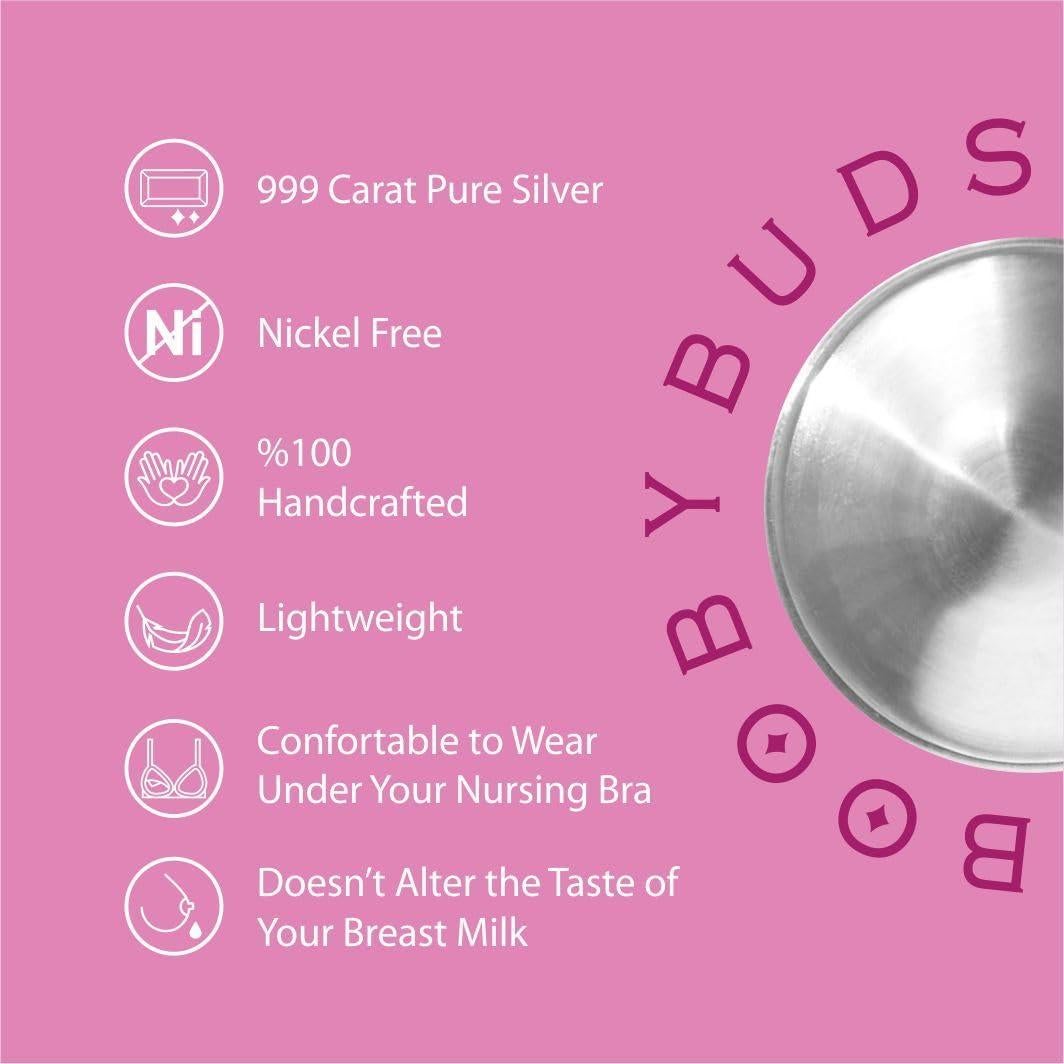 Copas de Lactancia BoobyBuds Plata 999 - Protectores de Pezón
