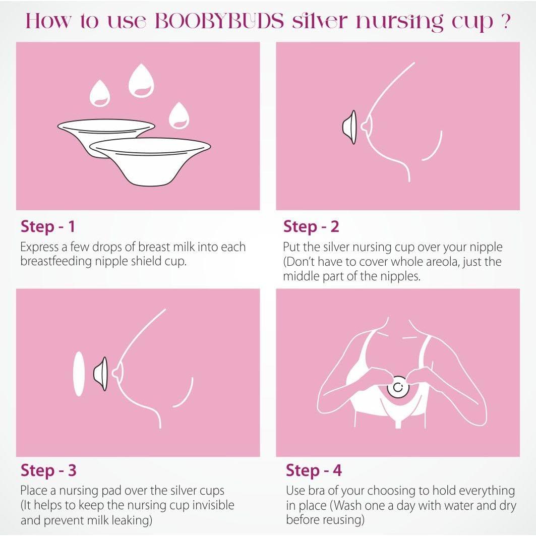Copas de Lactancia BoobyBuds Plata 999 - Protectores de Pezón