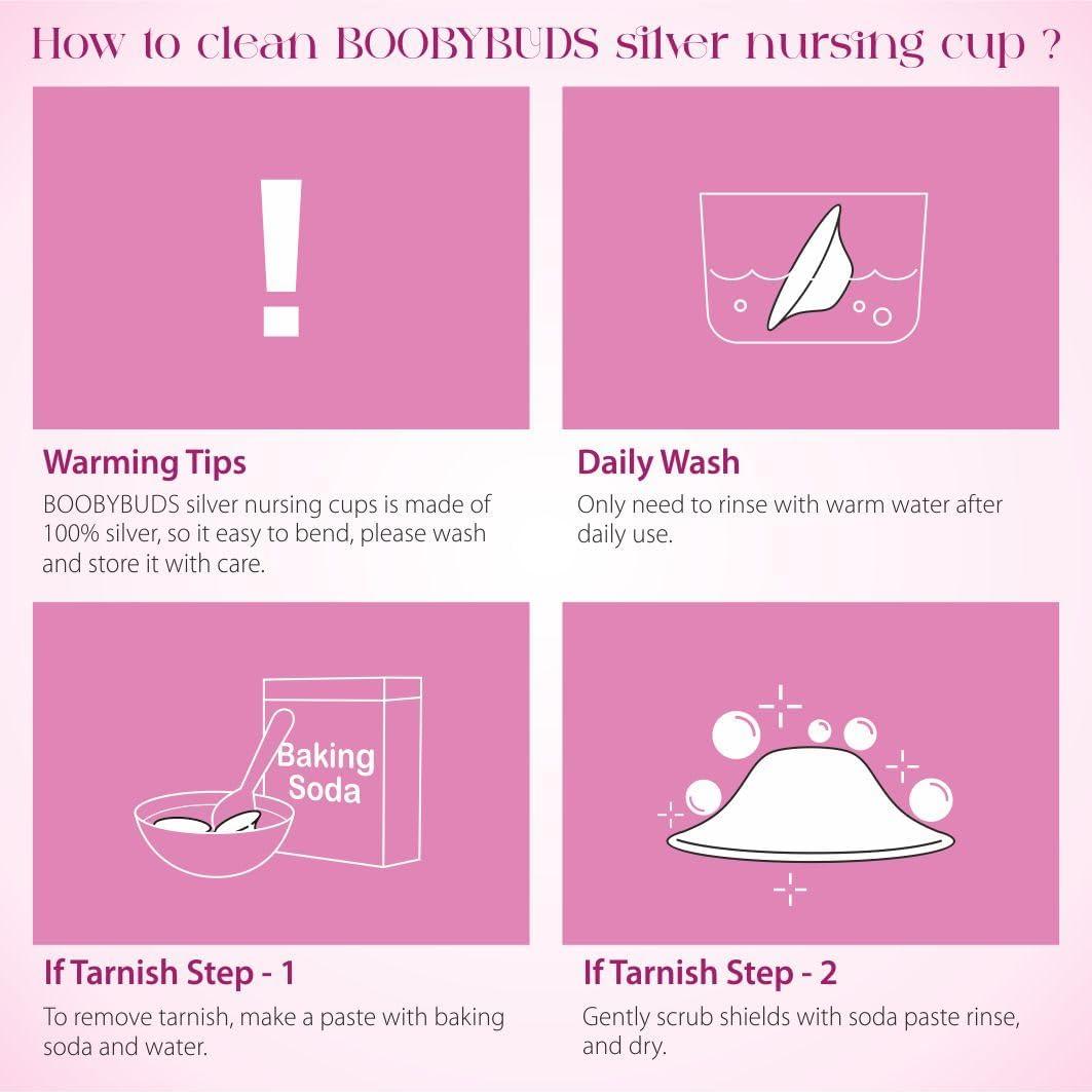 Copas de Lactancia BoobyBuds Plata 999 - Protectores de Pezón