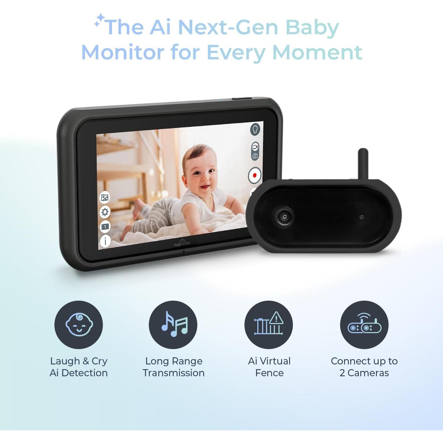 Monitor Inalámbrico para Bebés AI TT006 - Rango 304.8m, HD 1080P