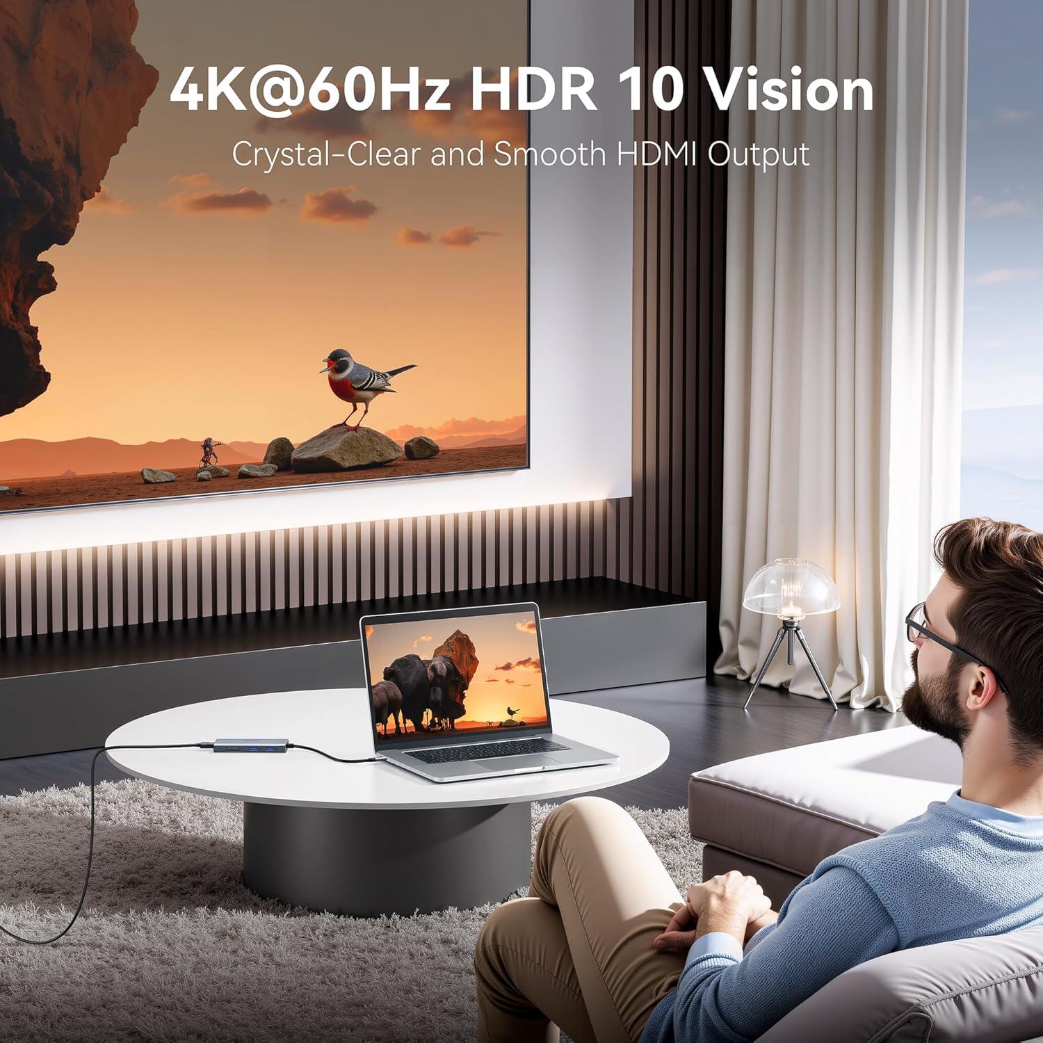 Adaptador Multiport USB C ABIWAZY 9 en 1 HDMI 4K 100W