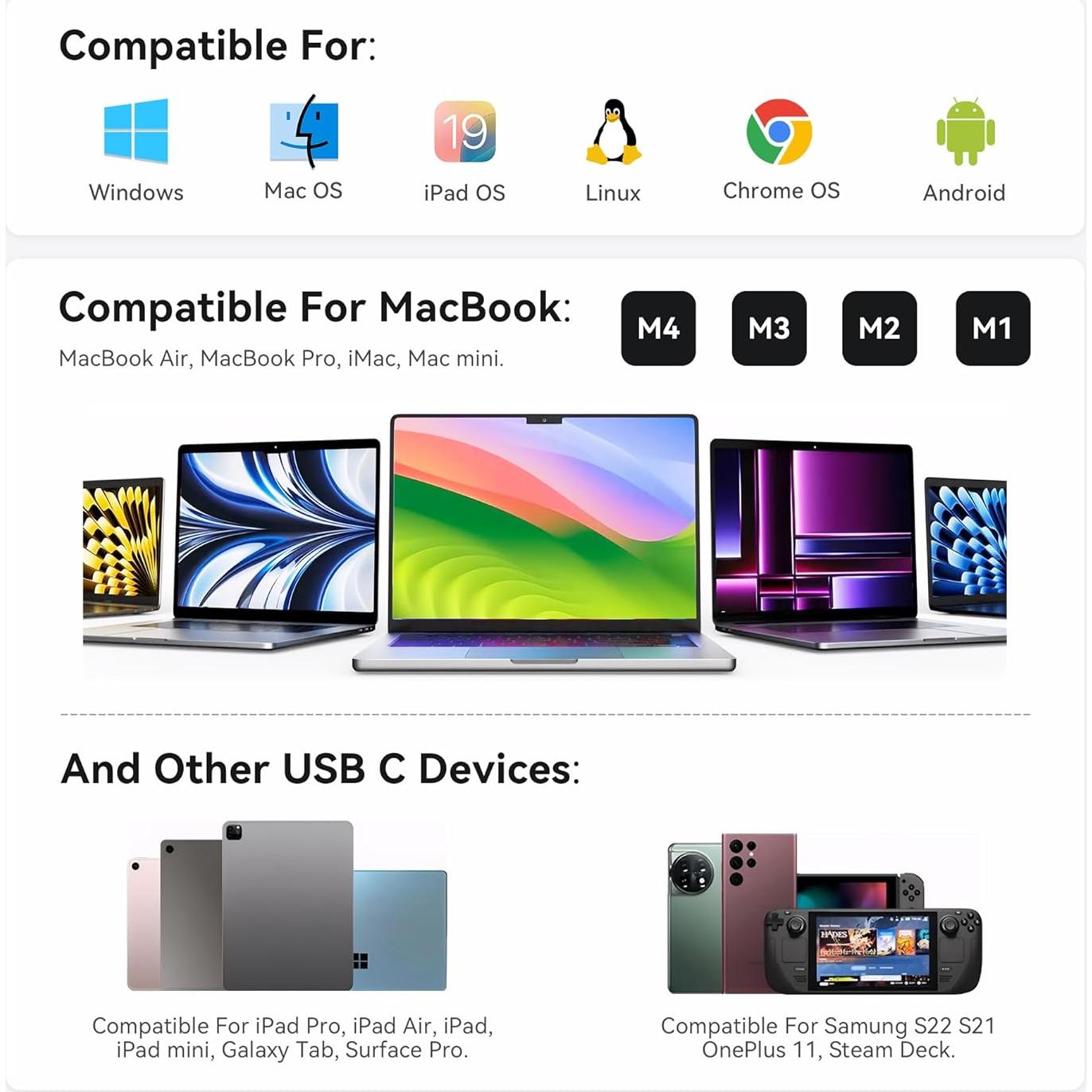 Adaptador Multiport USB C ABIWAZY 9 en 1 HDMI 4K 100W