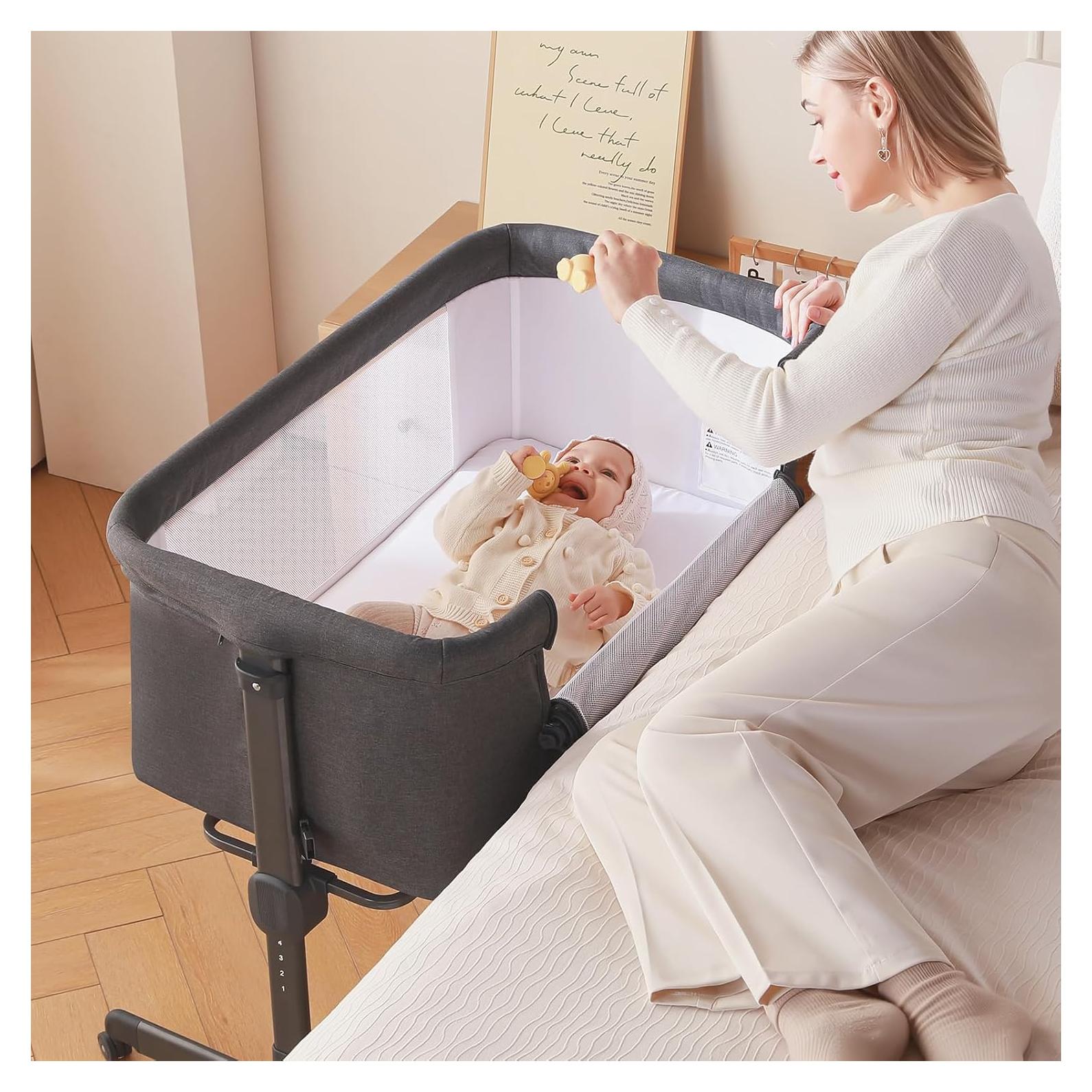 Cuna 3 en 1 Larex para Bebés Ajustable 7 Alturas Gris Oscuro