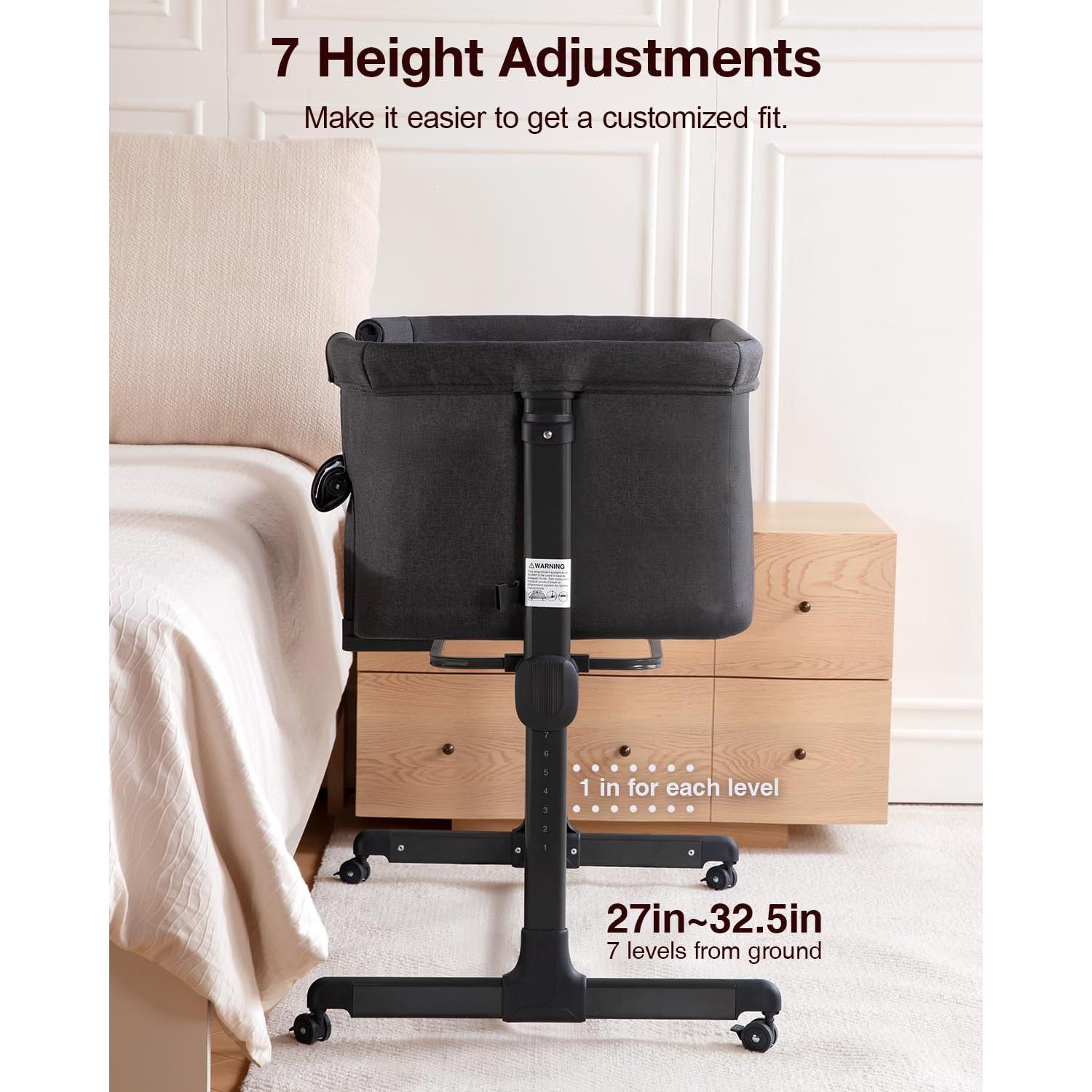 Cuna 3 en 1 Larex para Bebés Ajustable 7 Alturas Gris Oscuro