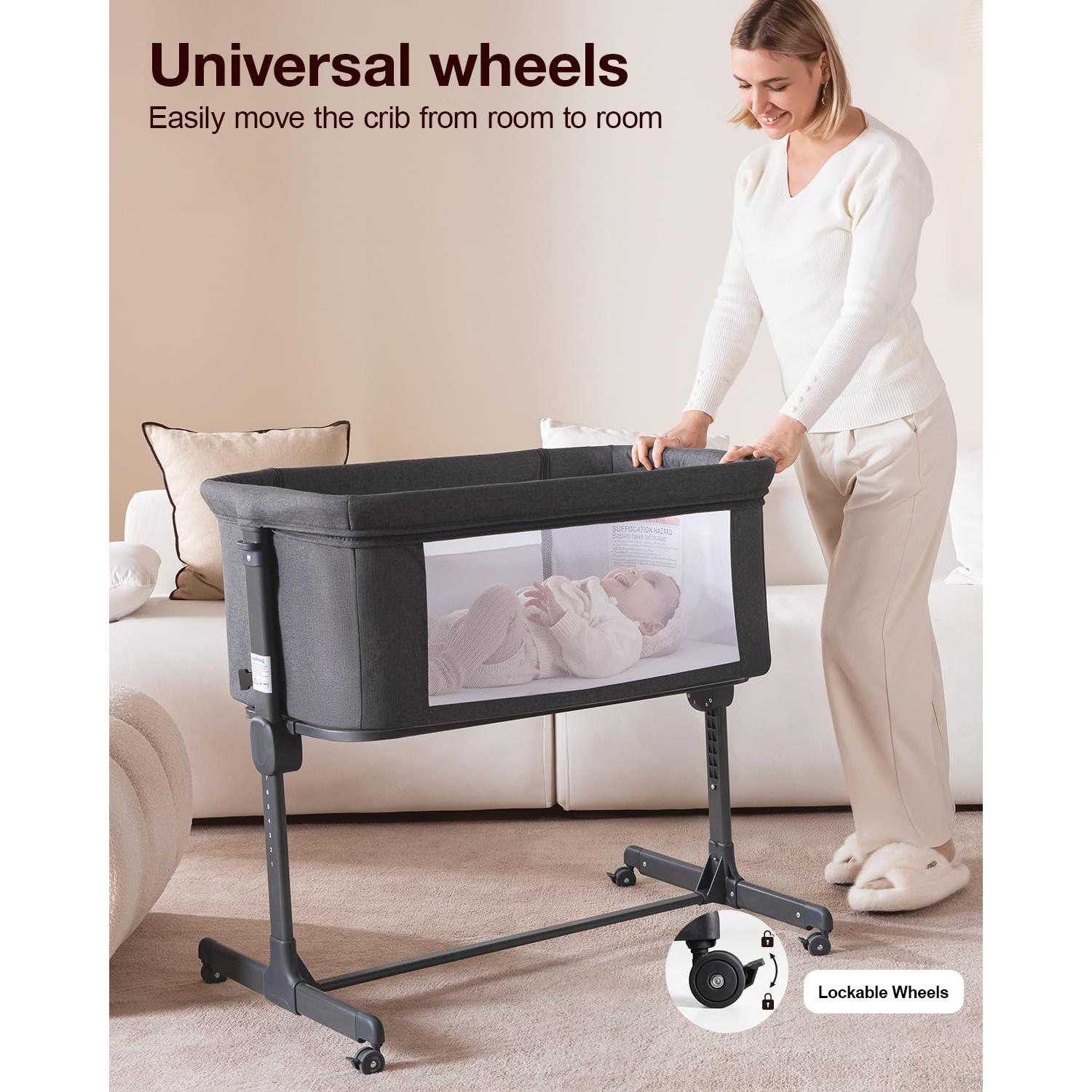 Cuna 3 en 1 Larex para Bebés Ajustable 7 Alturas Gris Oscuro