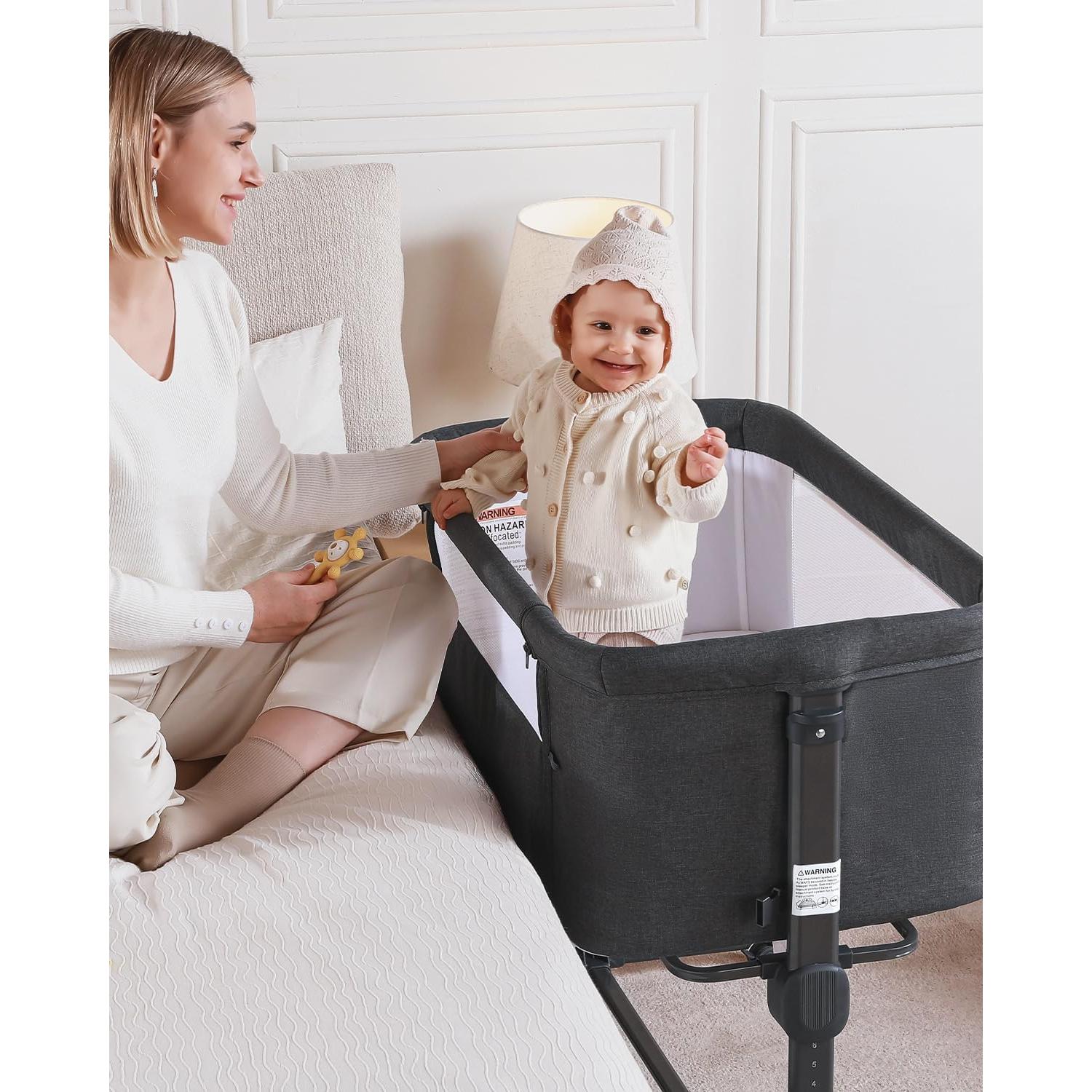 Cuna 3 en 1 Larex para Bebés Ajustable 7 Alturas Gris Oscuro