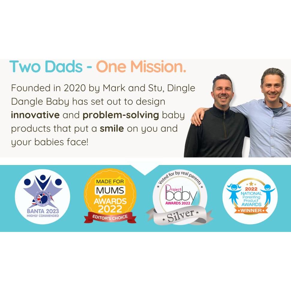 Dingle Dangle Set de Regalo 3 en 1 para Bebé - Ayudante para Cambiar Pañales, Móvil y Sonajero