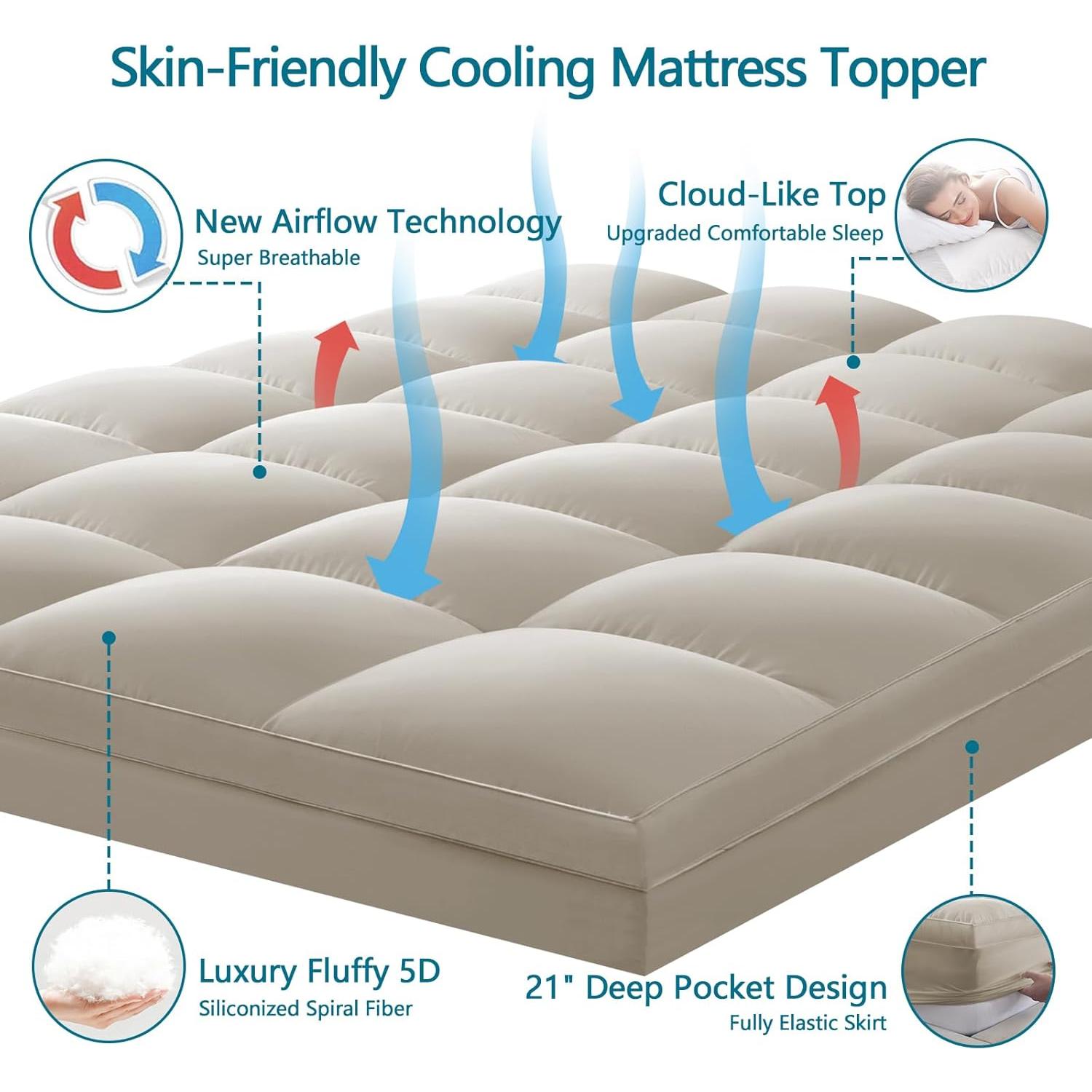 Colchón Superior Queen CHOKIT Extra Grueso con Almohada Refrigerante