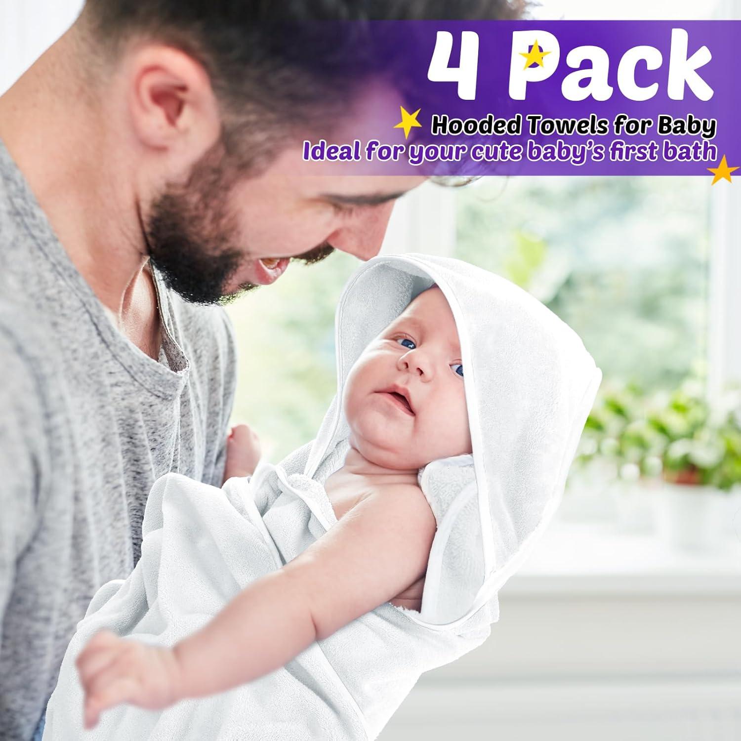 Reginary 4 Toallas con Capucha para Bebés 76x76 cm Suaves