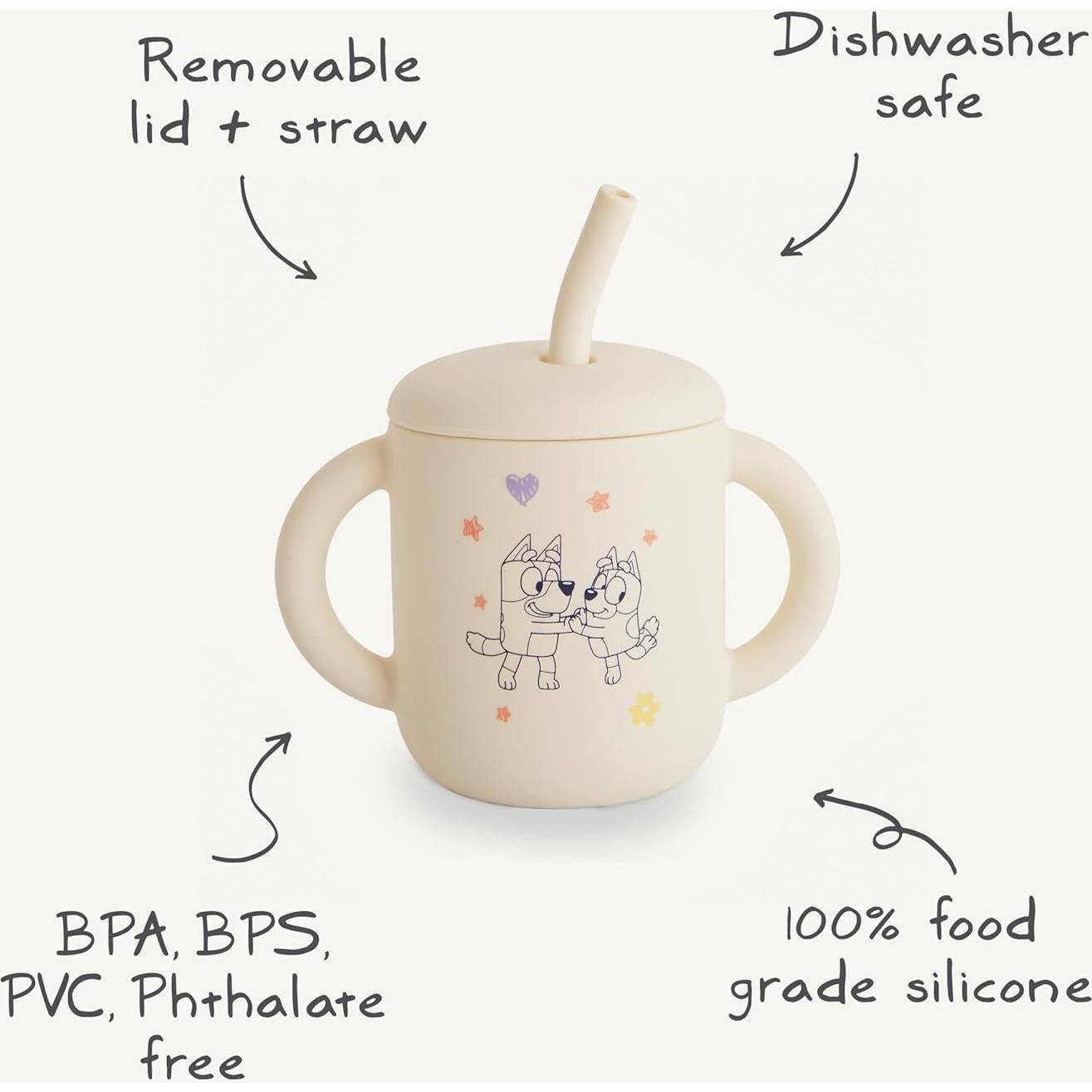 Taza de Entrenamiento mushie con Popote Silicona 175 mL Bluey