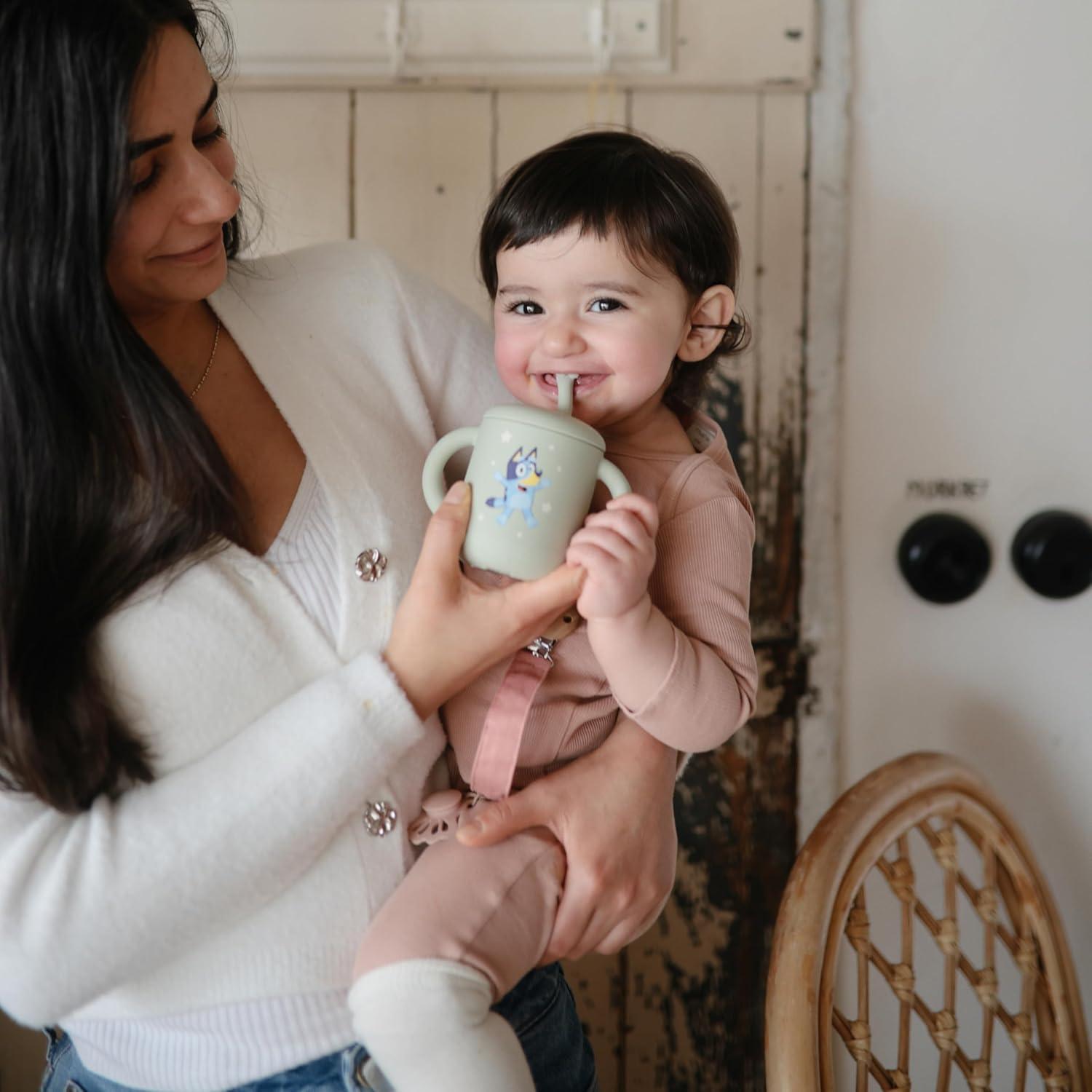 Taza de Entrenamiento mushie con Popote Silicona 175 mL Bluey