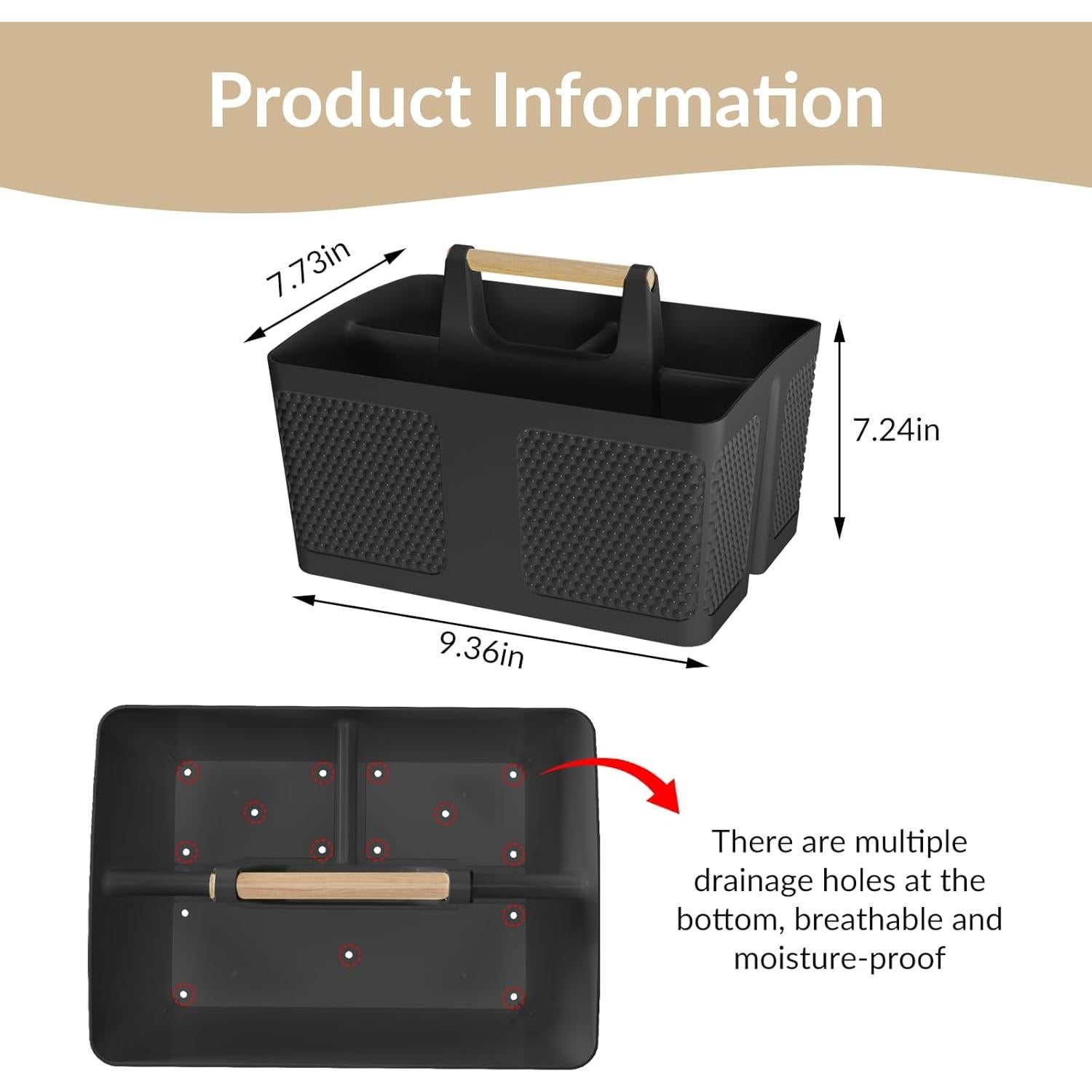 Caddy de Ducha Portátil Xuhdukc Negro 27.4x19.7x18.4 cm