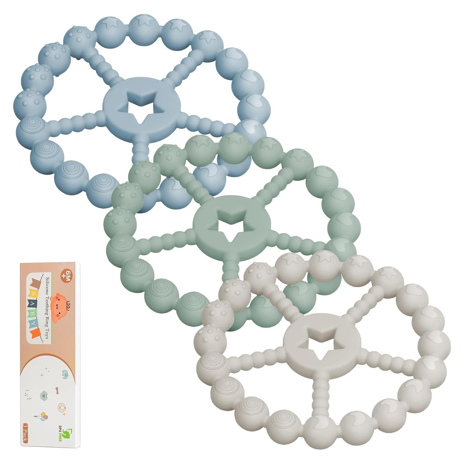 Mordedores de Silicona Loviomad - Paquete de 3 Anillos para Bebés