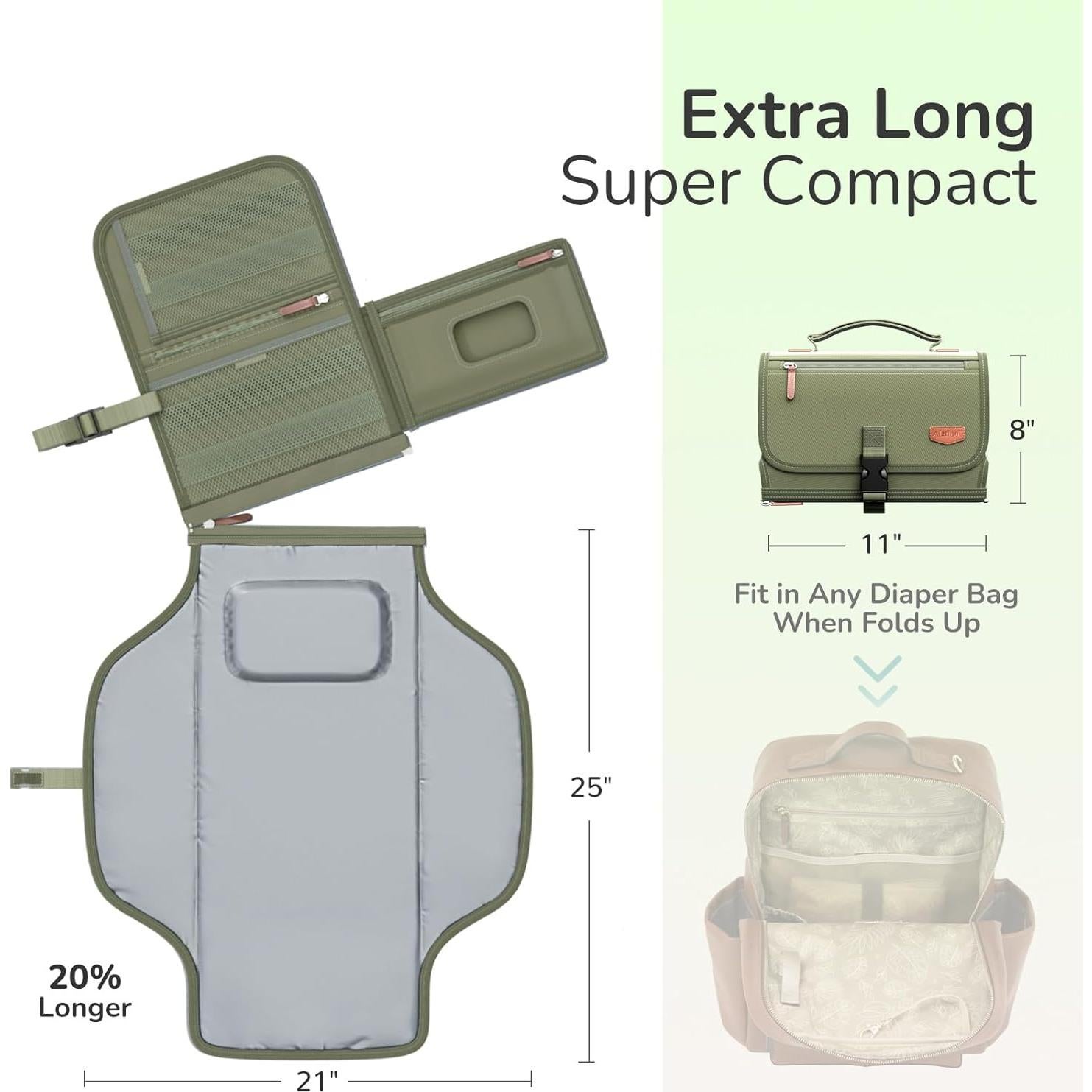 Almohadilla de Cambio de Pañales Portátil Alatino Verde Militar