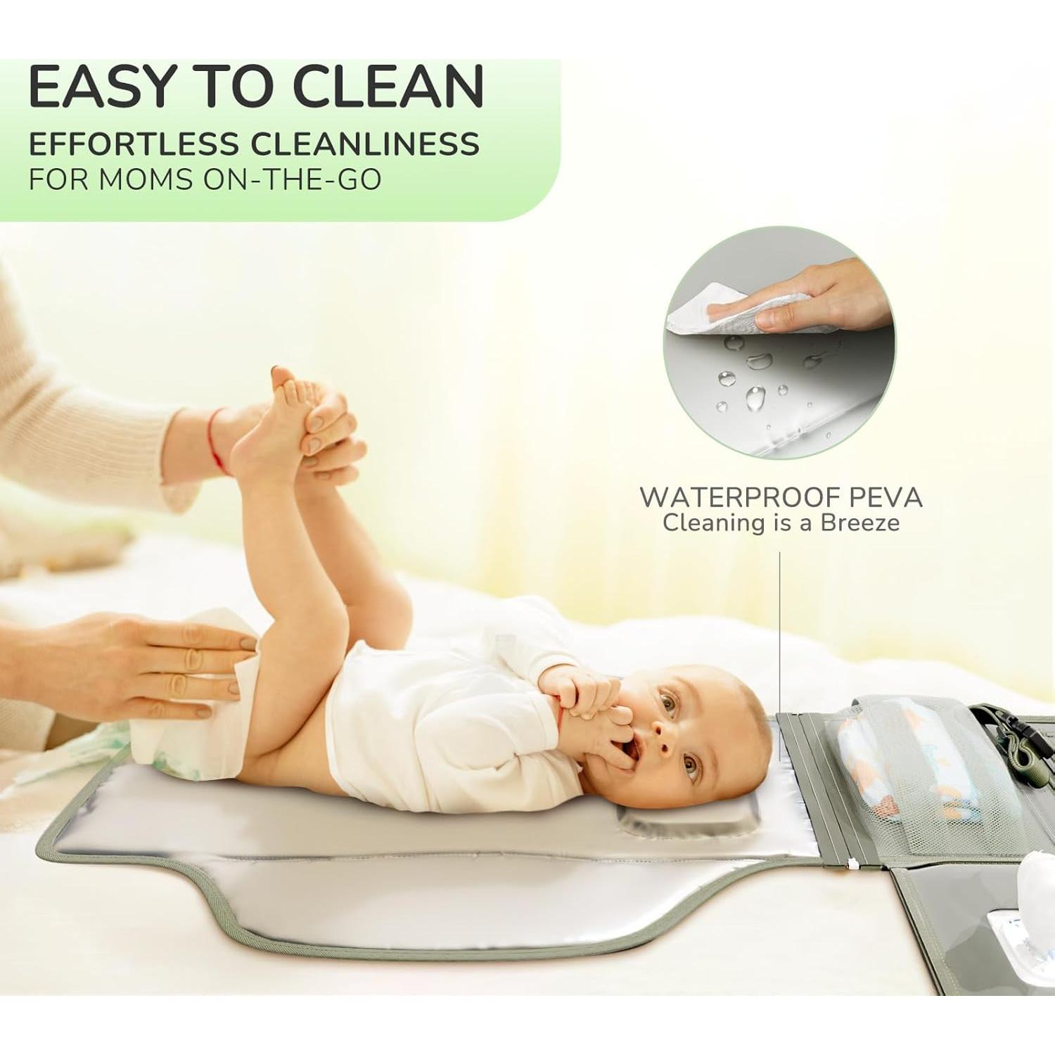 Almohadilla de Cambio de Pañales Portátil Alatino Verde Militar