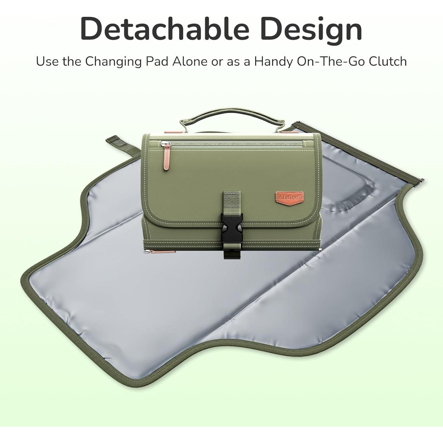 Almohadilla de Cambio de Pañales Portátil Alatino Verde Militar