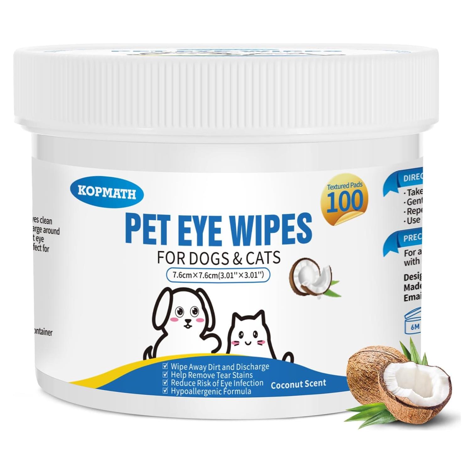 Toallitas para Ojos de Mascotas Kopmath 100 Unidades Aroma Coco