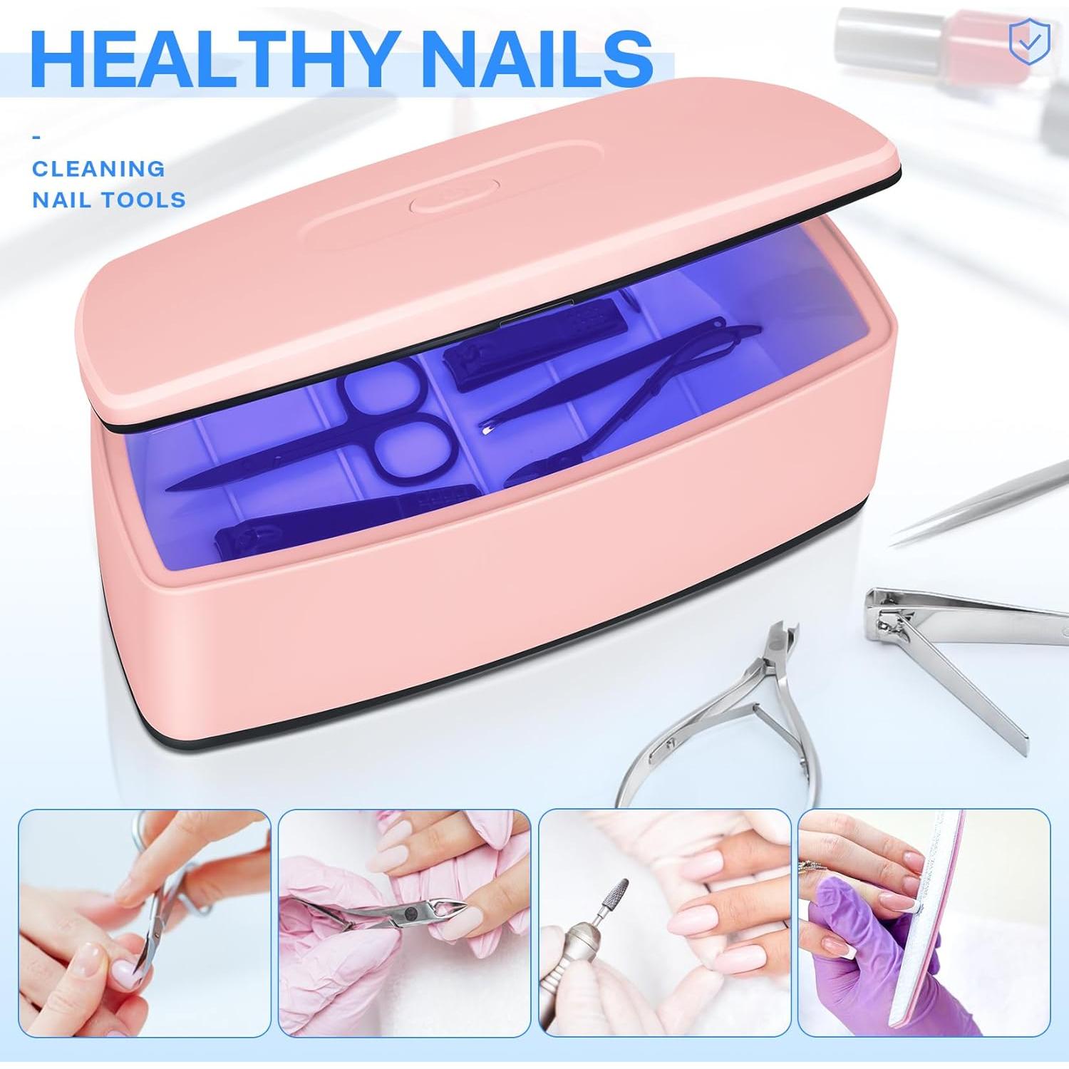 Esterilizador de Herramientas de Uñas LXIANGN USB 1L Rosa