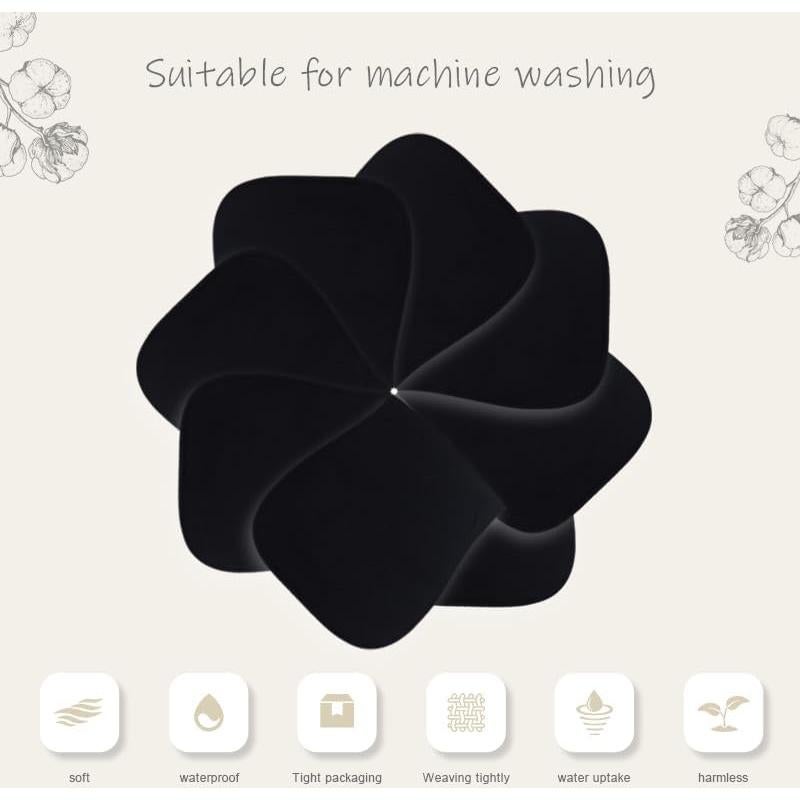 Paquete de 8 Paños para Eructar Bebés LazyRhino, Negro