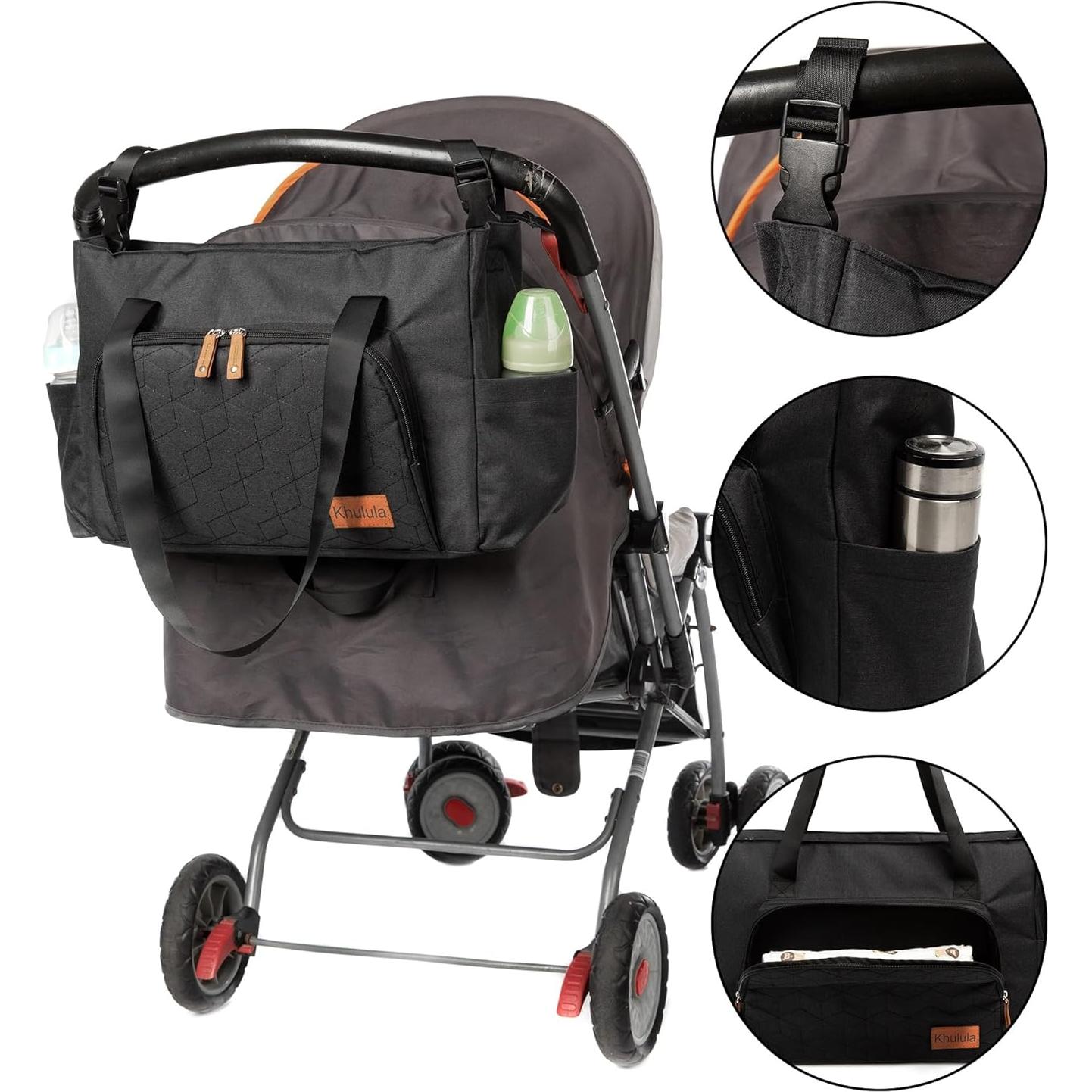 Bolsa de Pañales DCB01 Negra para Mamás con Almohadilla