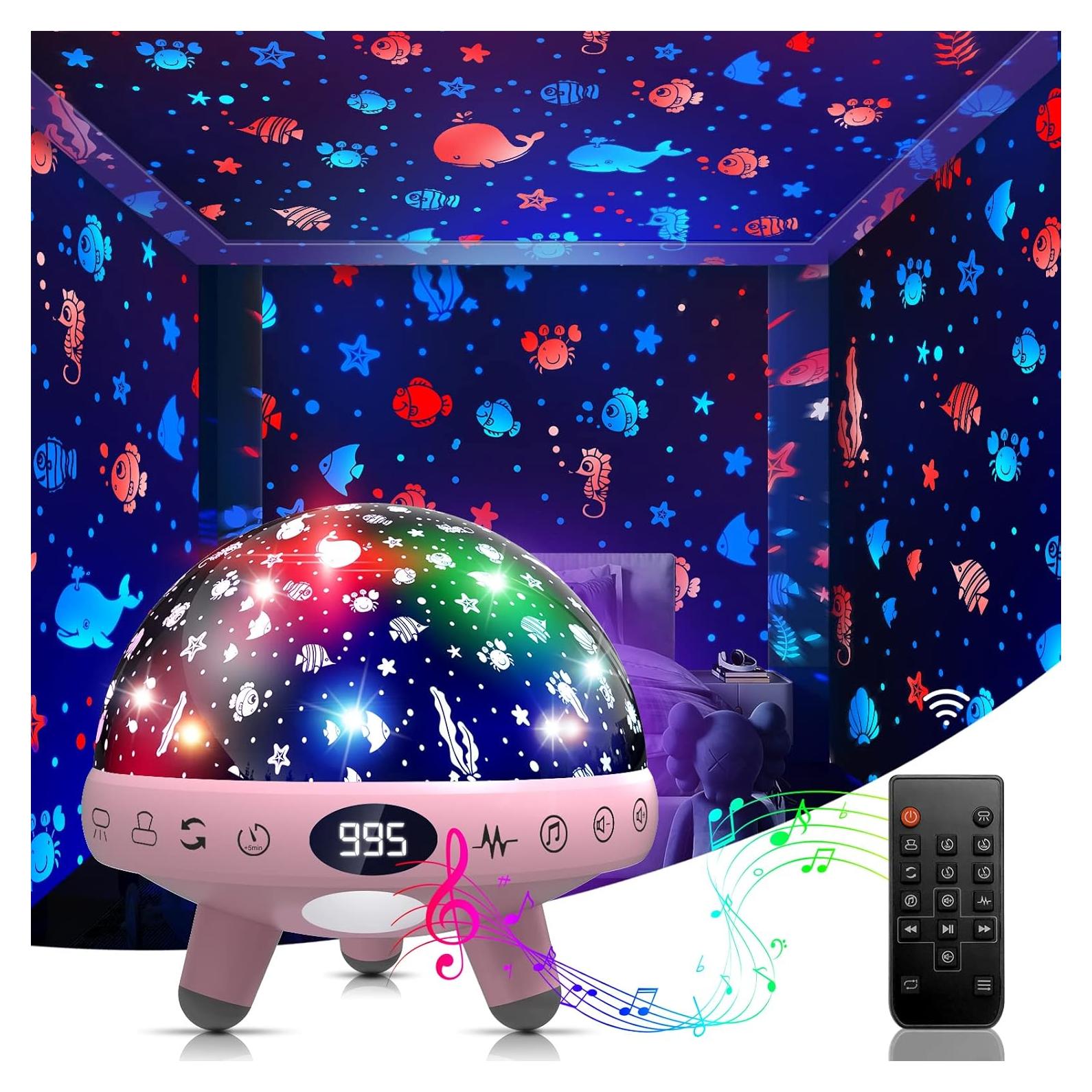 Proyector de Luz Nocturna ZKYQSHDHX Rosa con Sonidos Relajantes