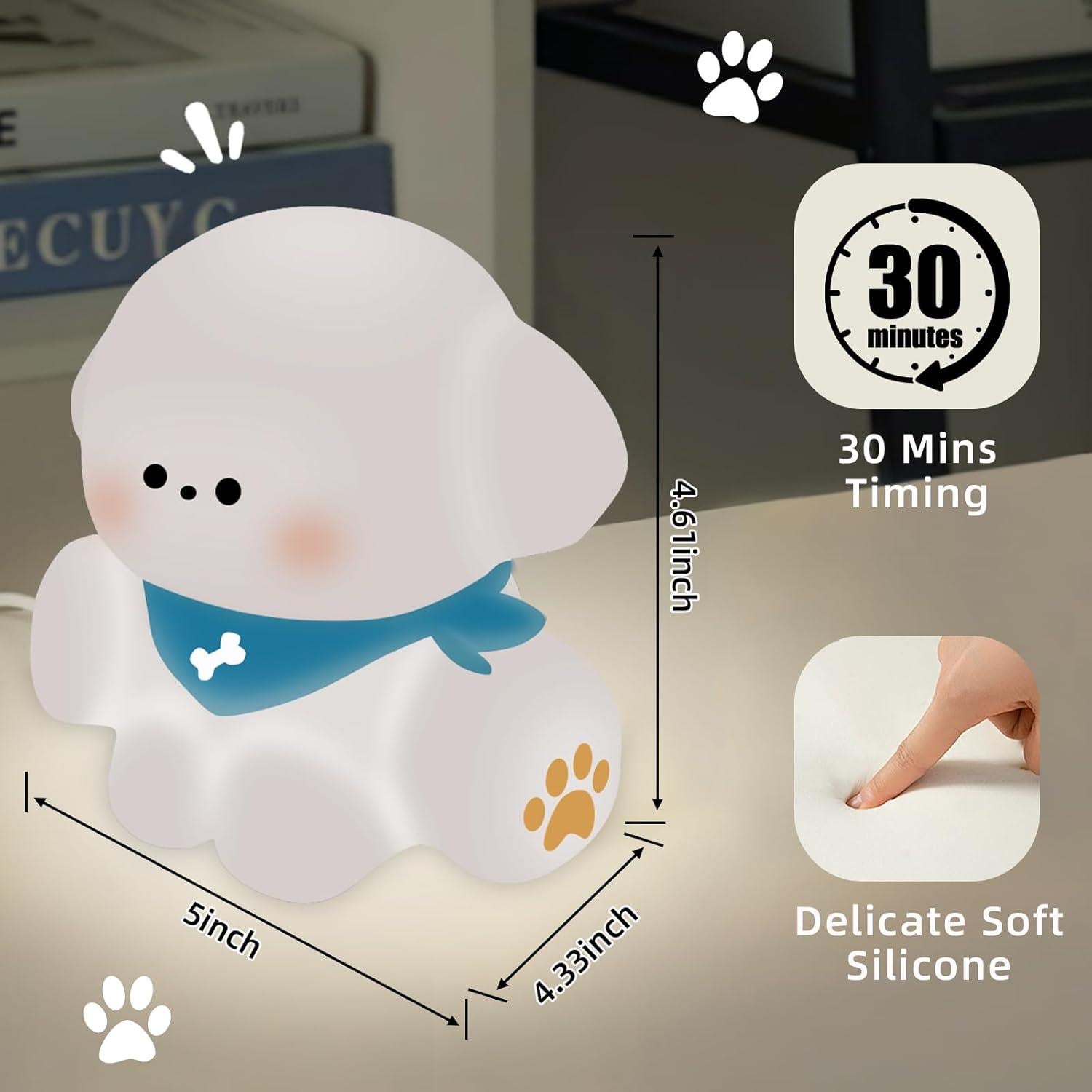 Luz Nocturna Cachorro Kapee House Silicona Recargable 12h