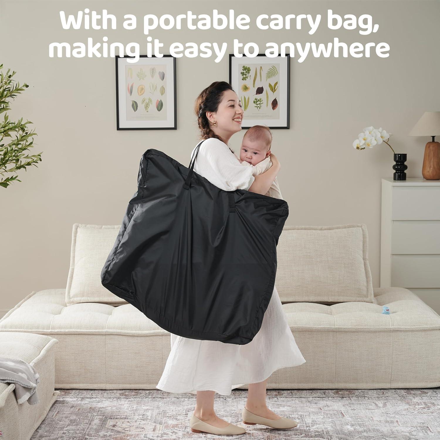 Cuna portátil Pamo babe 2 en 1 con dosel y juguetes para bebés