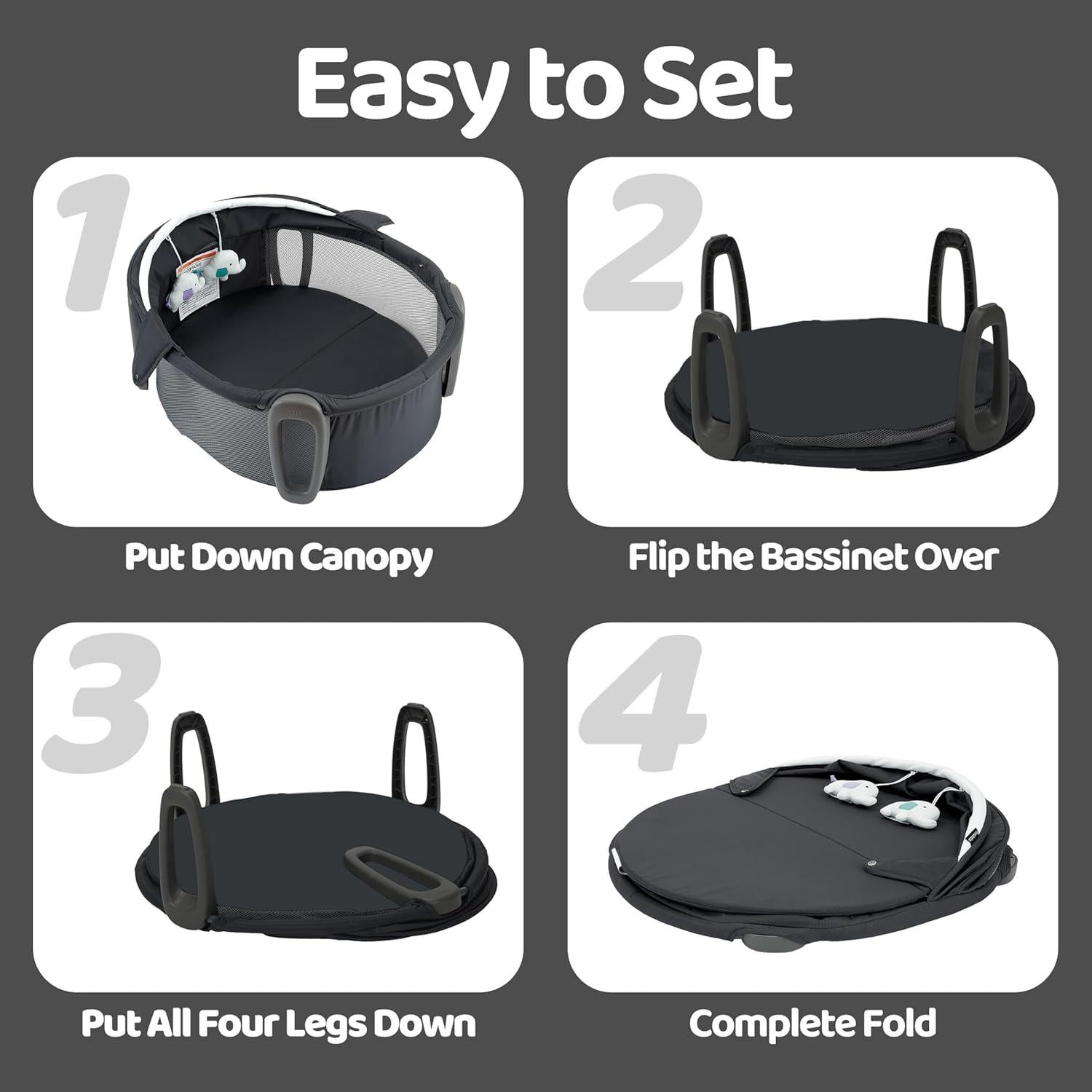 Cuna portátil Pamo babe 2 en 1 con dosel y juguetes para bebés