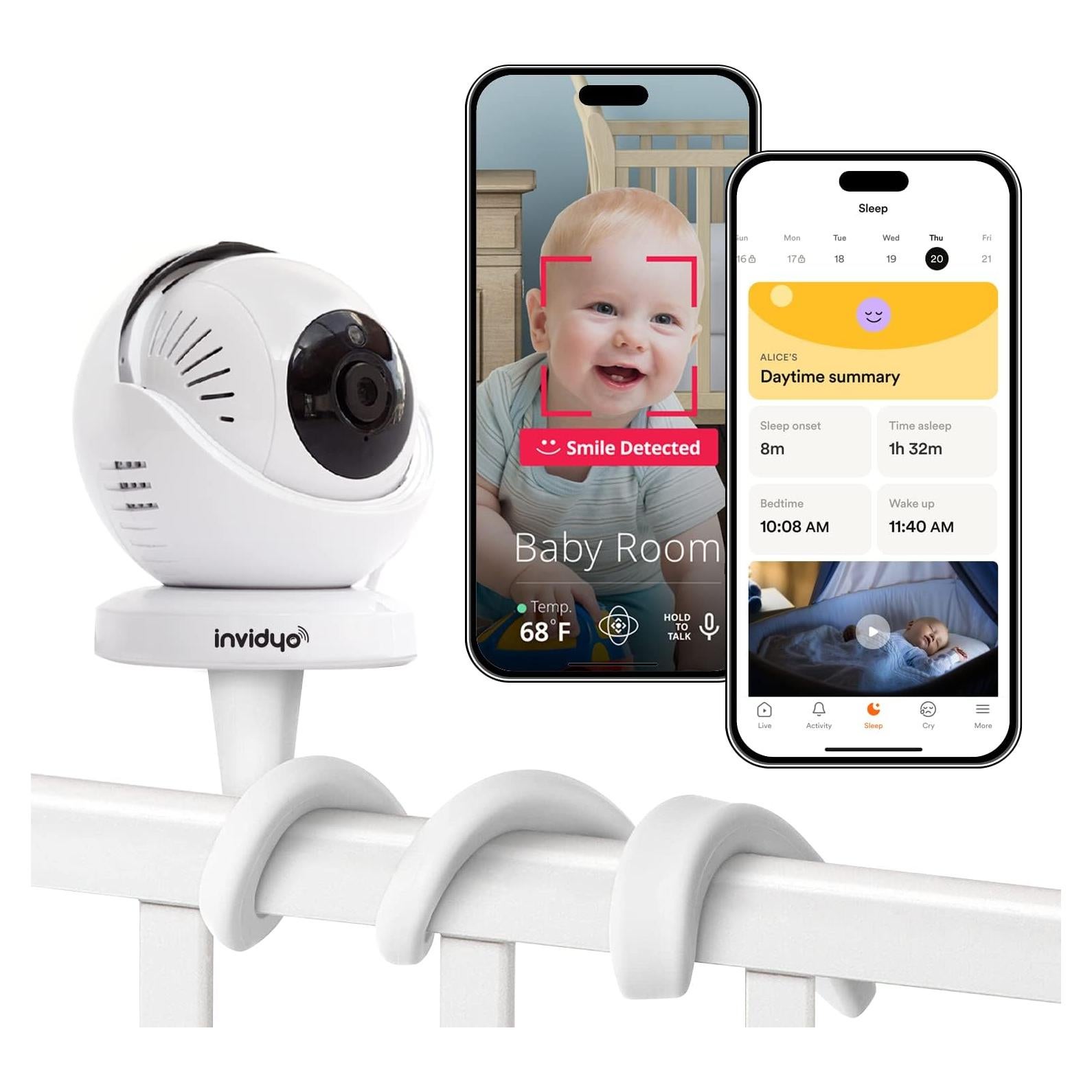 Monitor de Bebé Invidyo INV300 WiFi 1080P con Audio y Alertas