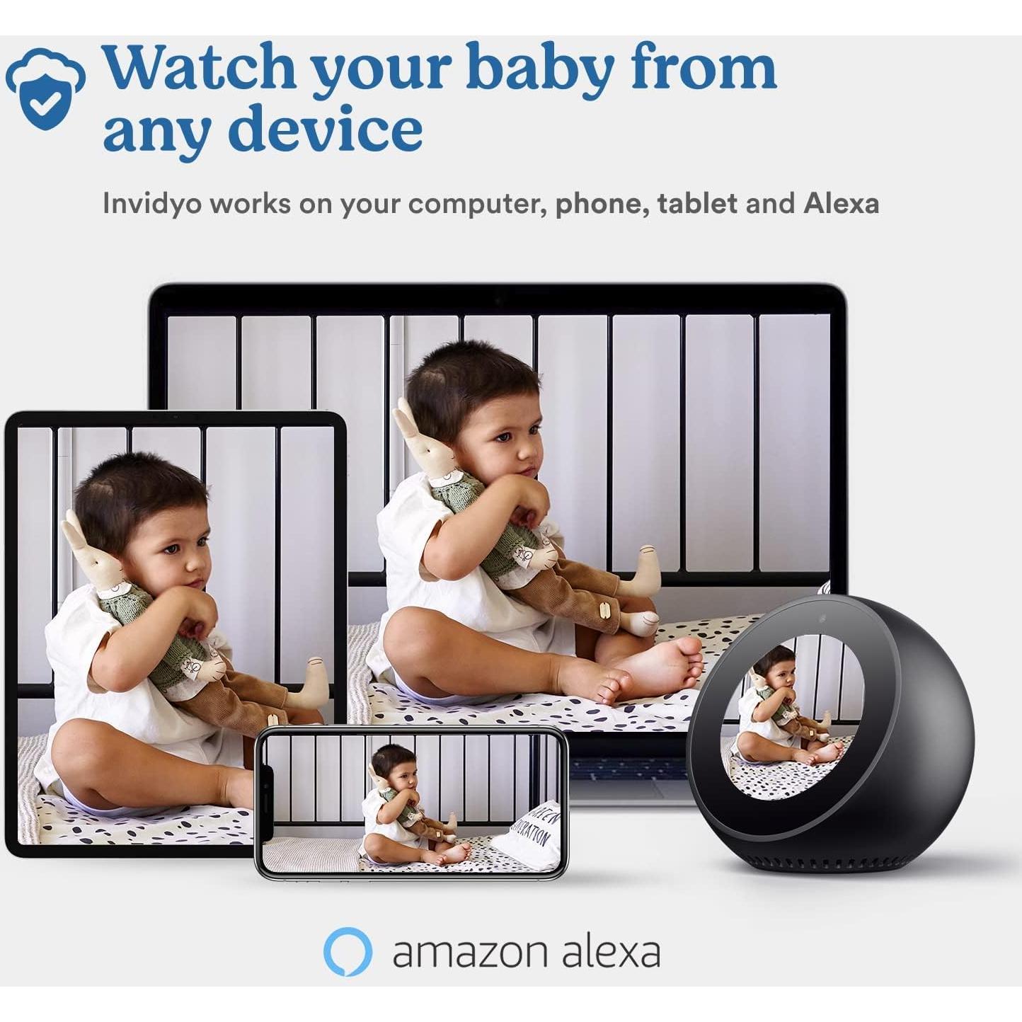 Monitor de Bebé Invidyo INV300 WiFi 1080P con Audio y Alertas