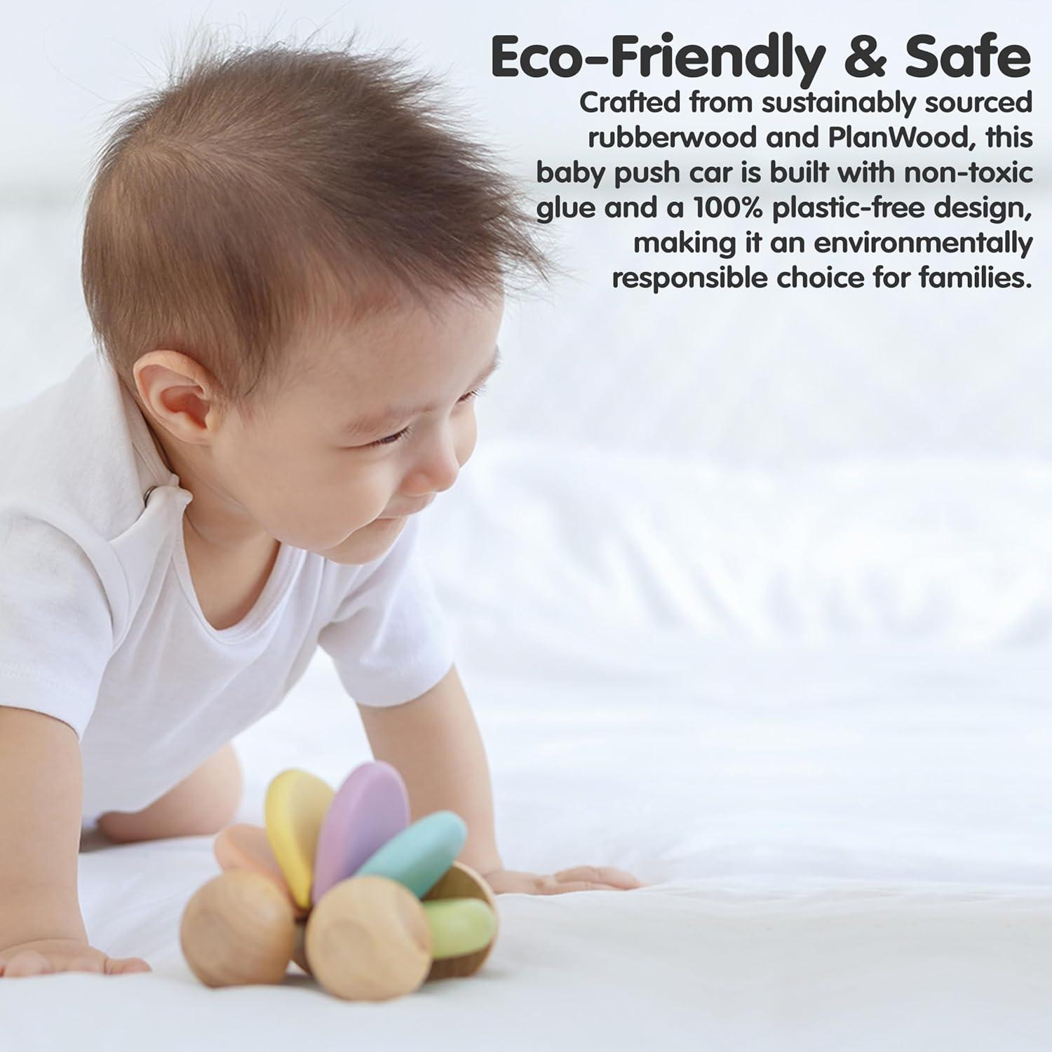 Carrito de Empuje de Madera Plantoys para Bebés 6+ Meses
