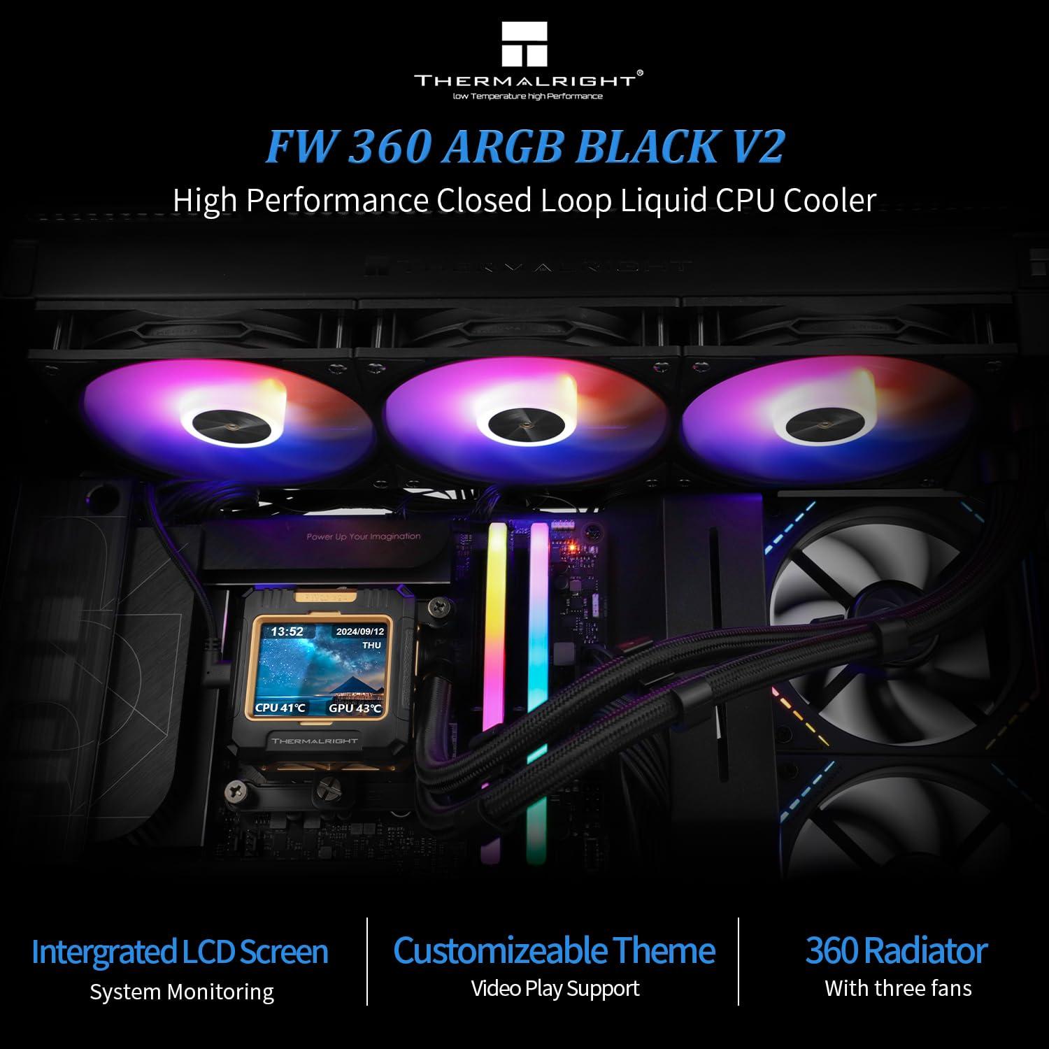 Enfriador de Agua para CPU THERMALRIGHT FW360 Negro ARGB 3 Ventiladores
