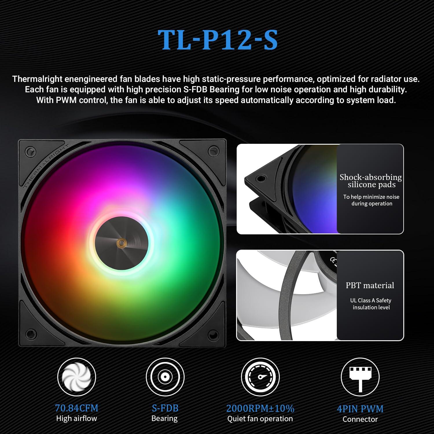 Enfriador de Agua para CPU THERMALRIGHT FW360 Negro ARGB 3 Ventiladores