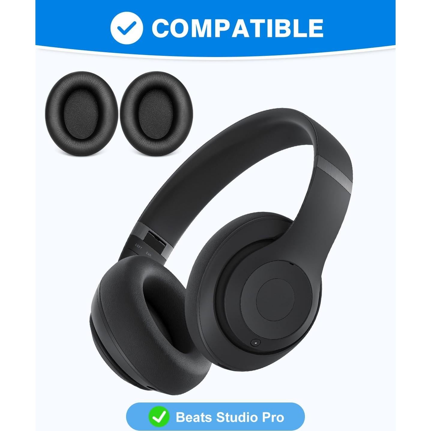 Almohadillas de Reemplazo Link Dream para Beats Studio Pro - Espuma de Memoria, Aislamiento de Ruido, Color Negro