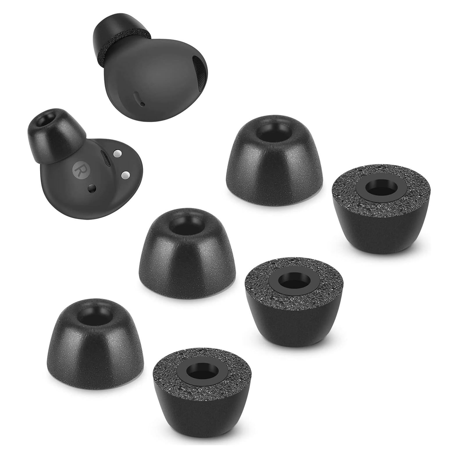 Consejos de Espuma de Memoria Tang Town para Galaxy Buds 2 Pro - 3 Pares Pequeños Negros