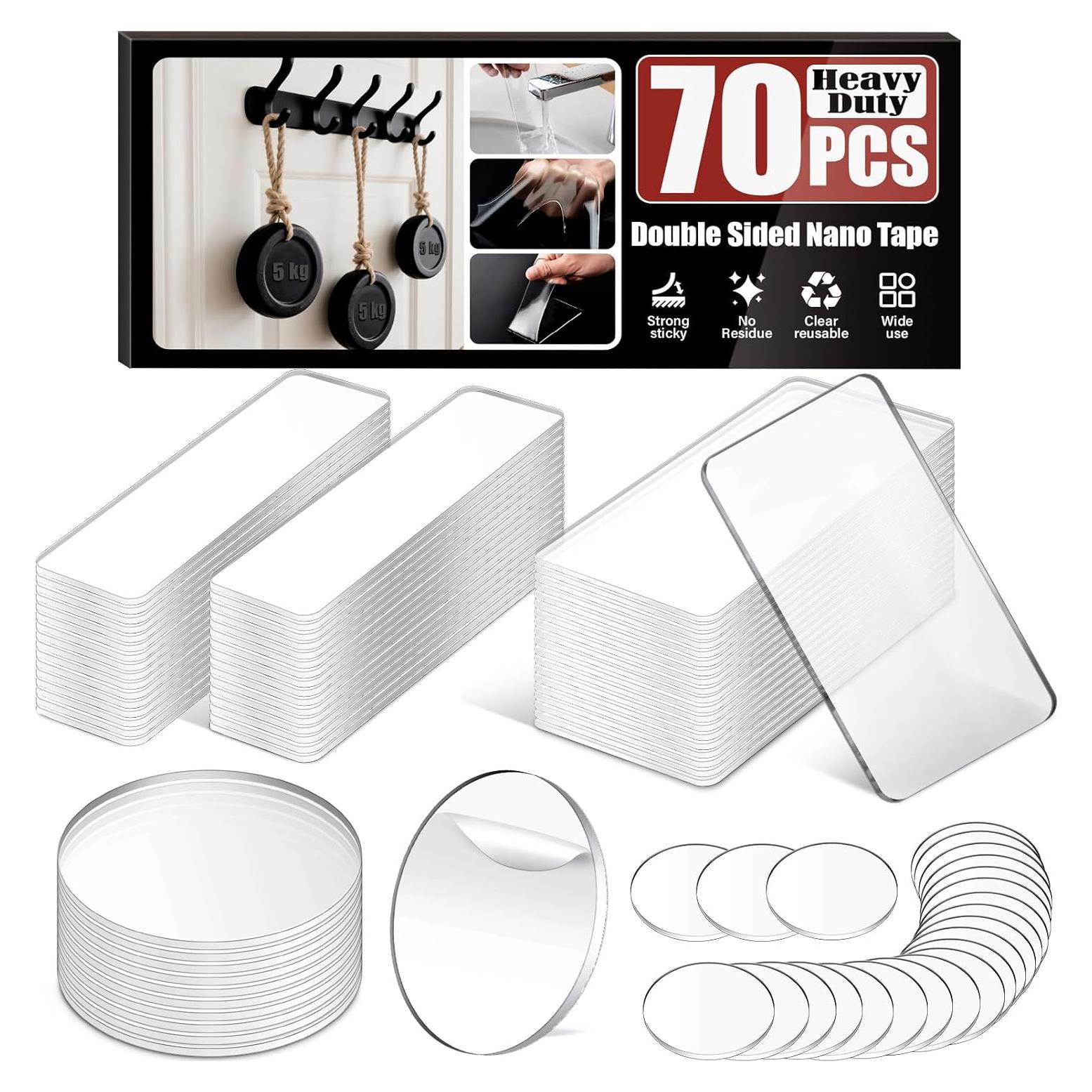 Cinta Nano Doble Cara Navona 70 Pcs 1 y 2 Pulgadas Transparente