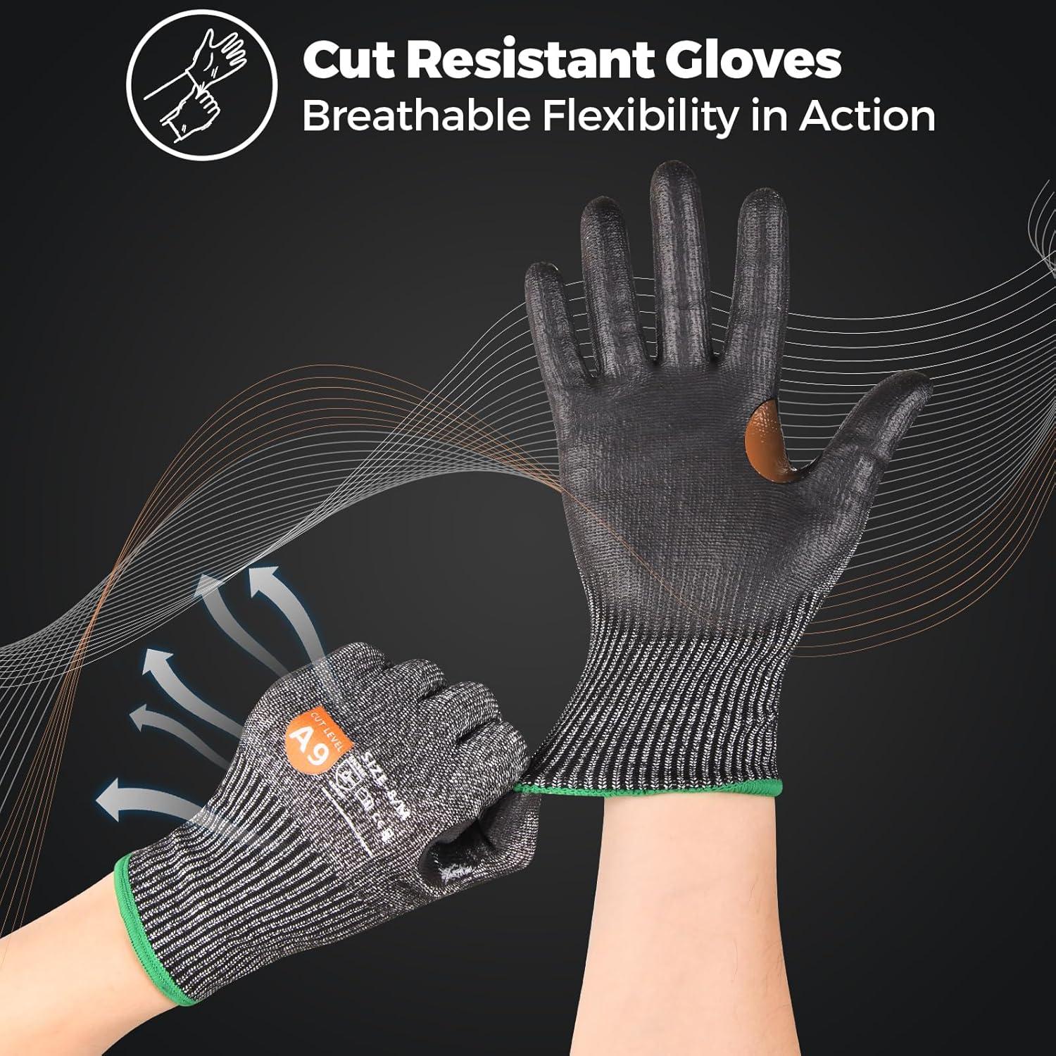Guantes de Trabajo Resistentes a Cortes Donfri A9 - Unisex, HPPE + Acero, Talla Mediana