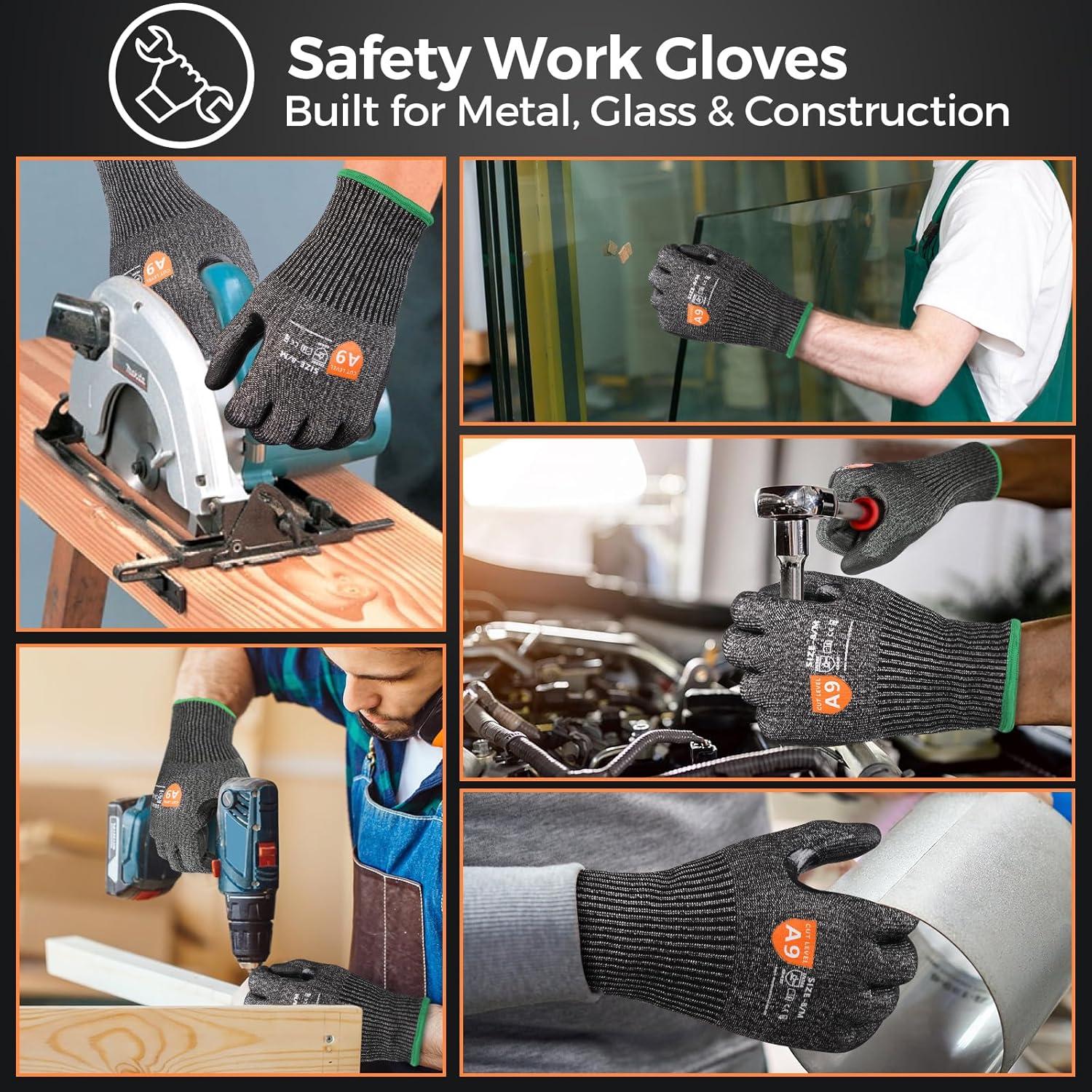 Guantes de Trabajo Resistentes a Cortes Donfri A9 - Unisex, HPPE + Acero, Talla Mediana