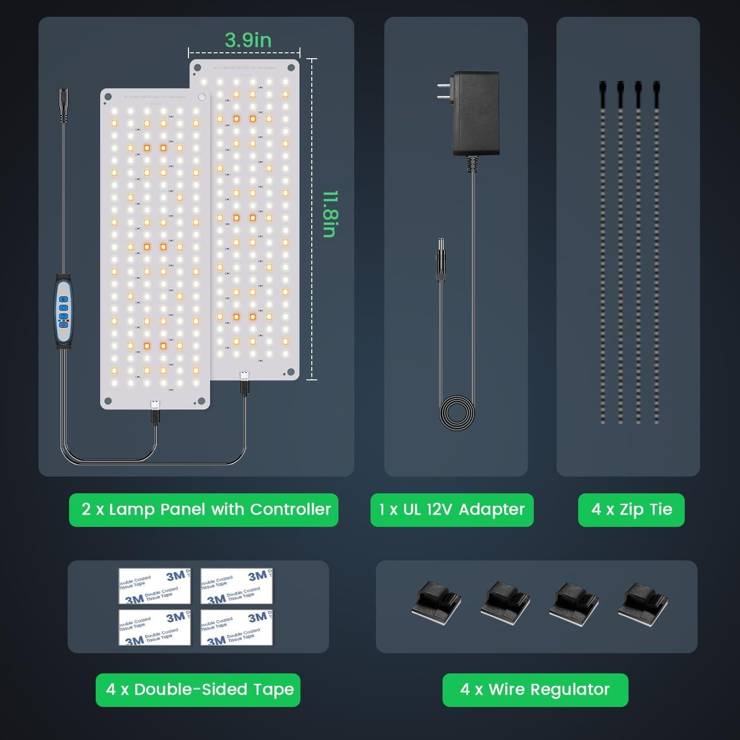Luces de Crecimiento Garpsen 24W Espectro Completo 2 Paneles
