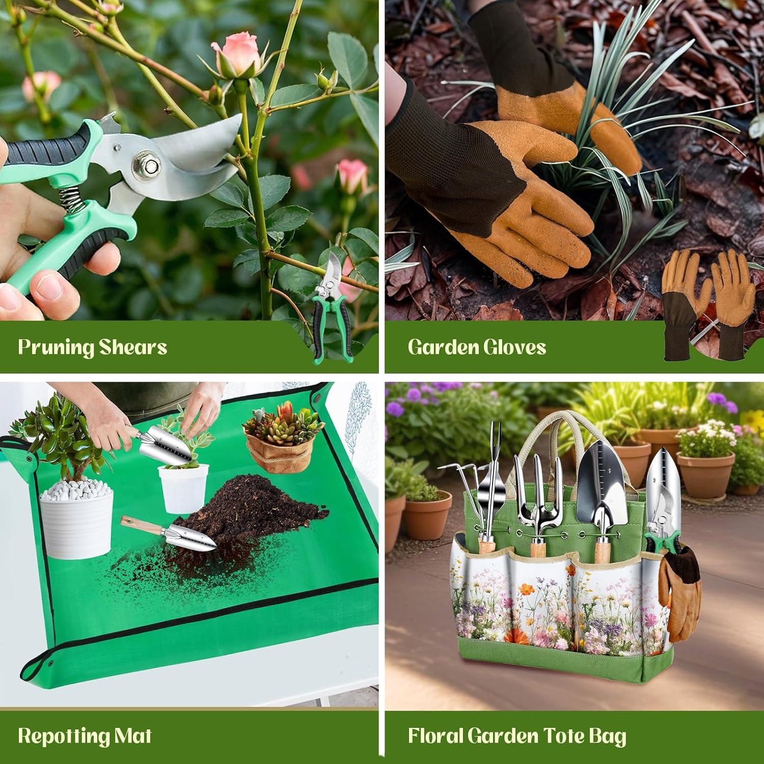 Juego de Herramientas de Jardín 9 Piezas Halilus Verde