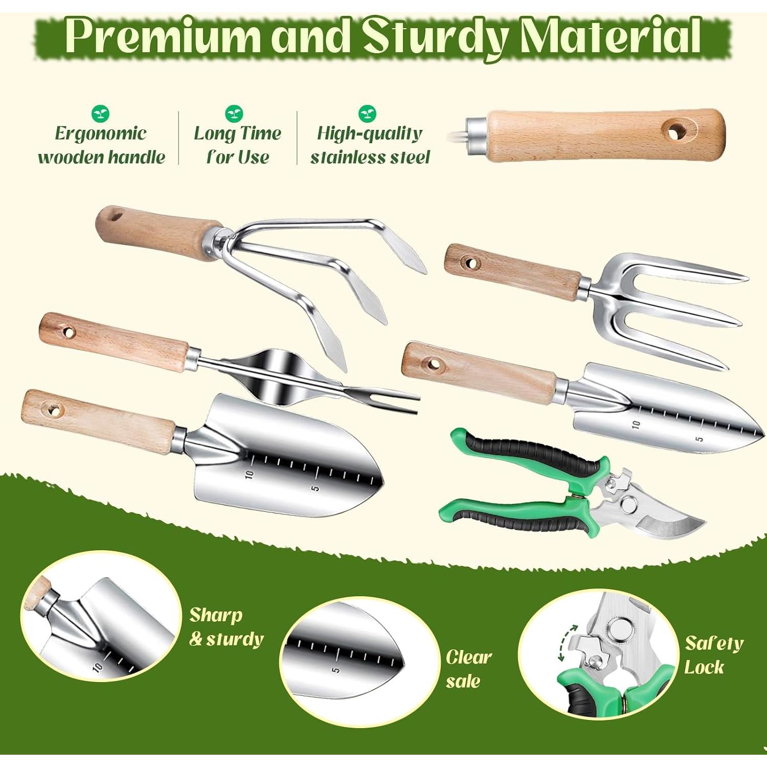 Juego de Herramientas de Jardín 9 Piezas Halilus Verde