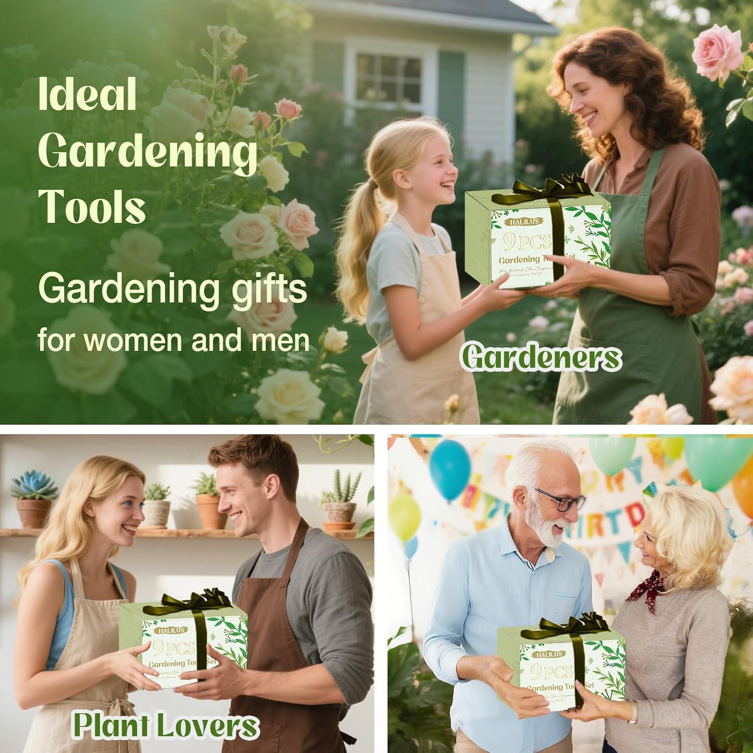 Juego de Herramientas de Jardín 9 Piezas Halilus Verde