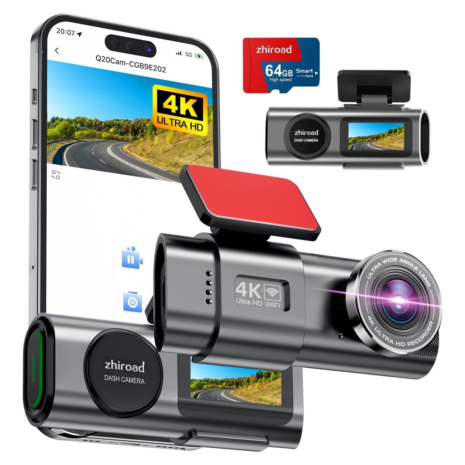 Cámara de tablero 4K Zhiroad con WiFi y visión nocturna