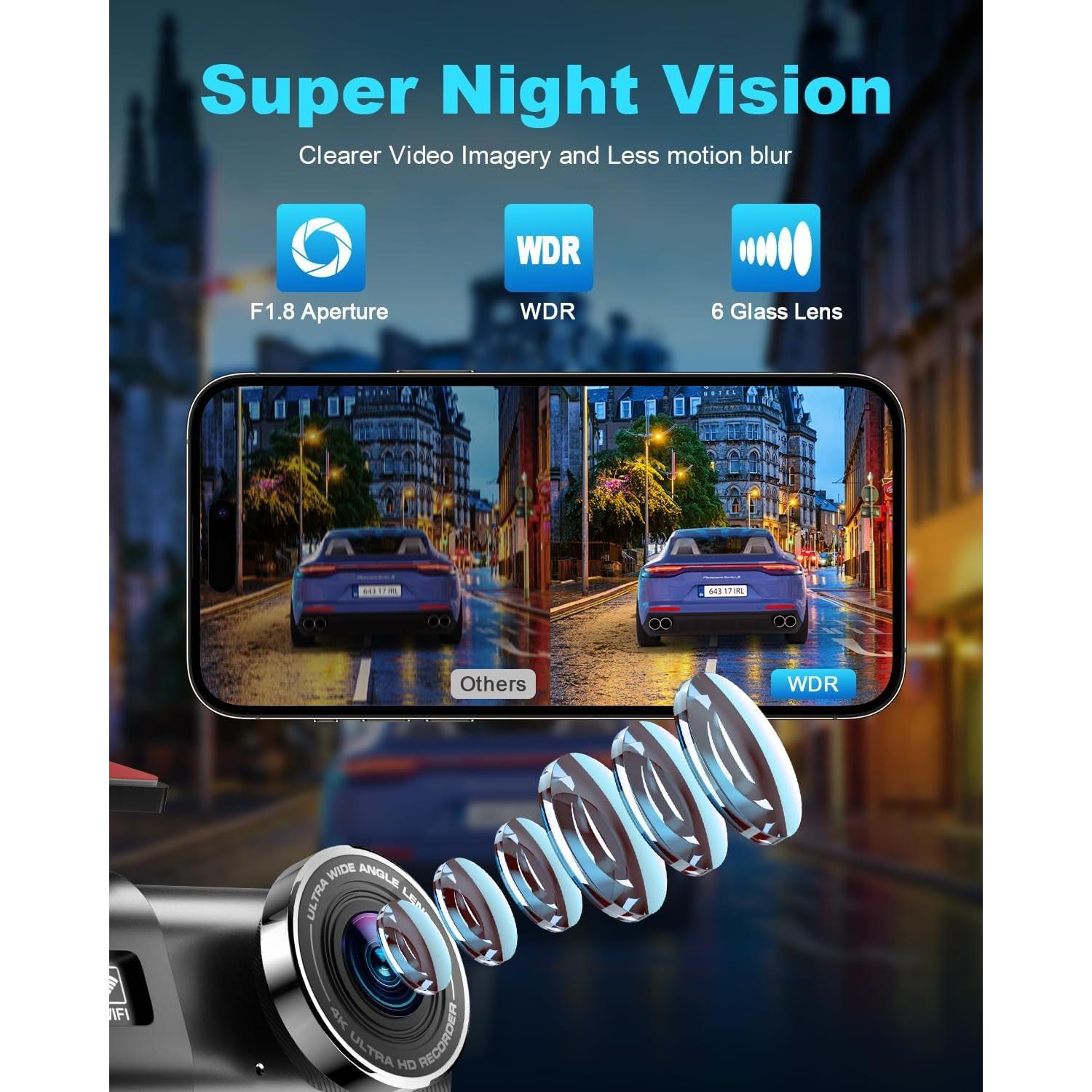 Cámara de tablero 4K Zhiroad con WiFi y visión nocturna