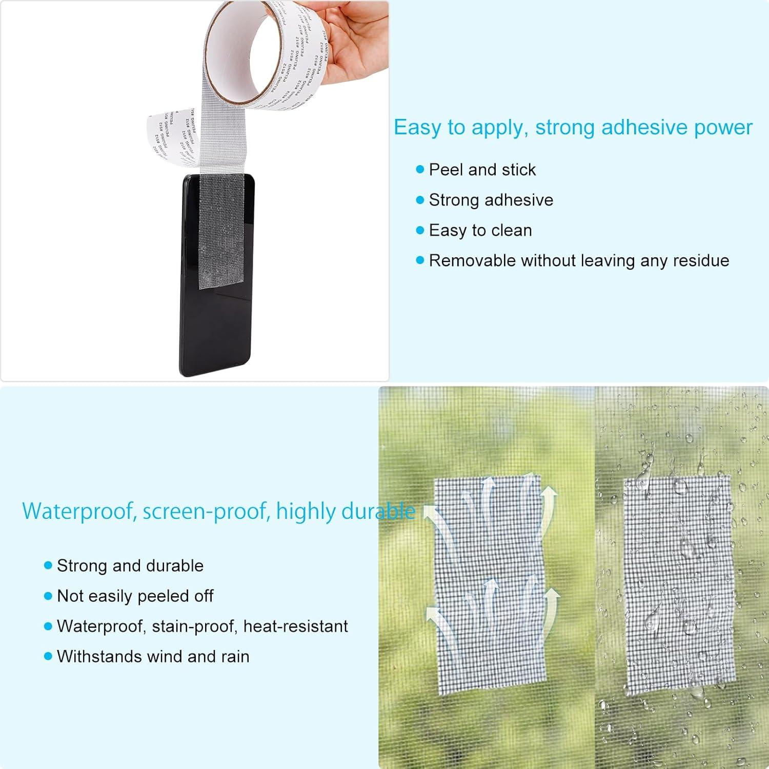 Window Screen Repair Tape, 2 in X 6.5 Ft Screen Repair Kit Strong Adhesive Screen Repair Tape Magic Mesh, Fiberglass Screen Tape Mesh Repair for Window Screen and Screen Door Tears Holes