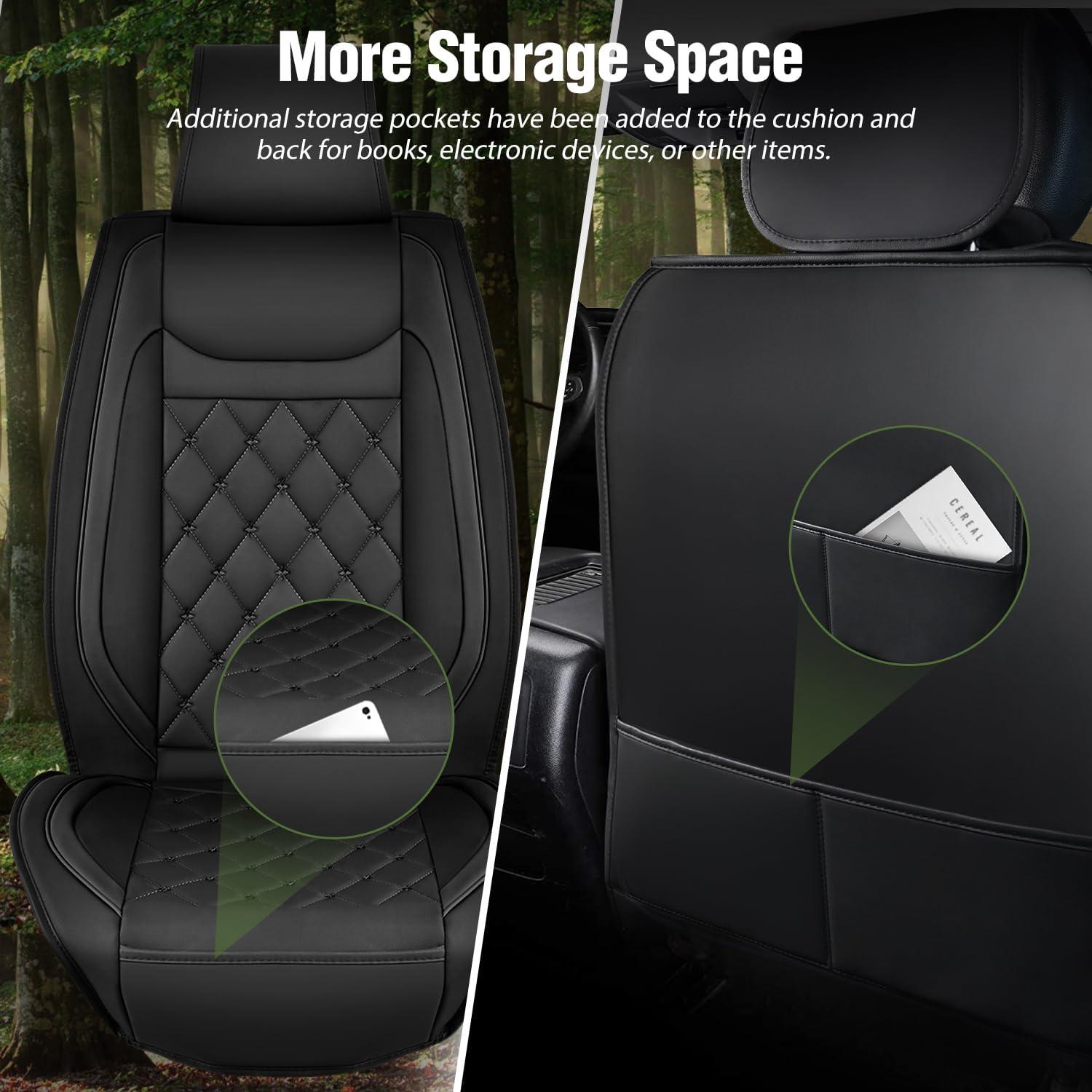 Cubiertas de Asiento de Coche Nilight Universales 2 PCS Negro