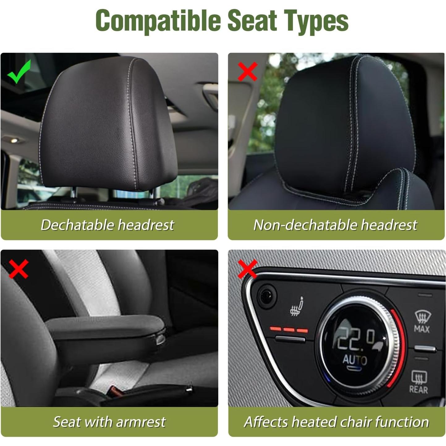 Cubiertas de Asiento de Coche Nilight Universales 2 PCS Negro